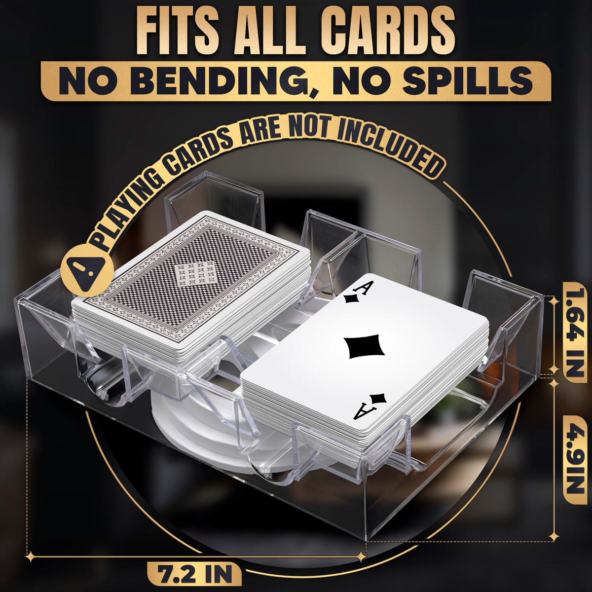 BURIUS Dual-Deck Rotating Card Holder – 360° Acrylic Tray for Canasta, Poker & Bridge