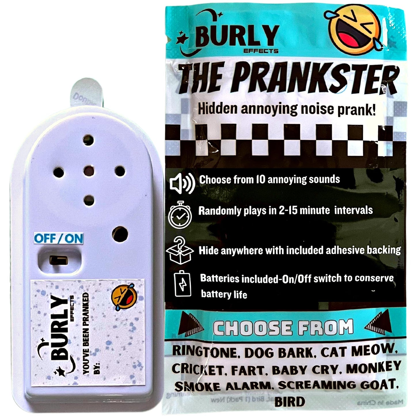 Burly Effects Hidden Noise Maker Gag Prank – 10 Sounds in One Compact Device