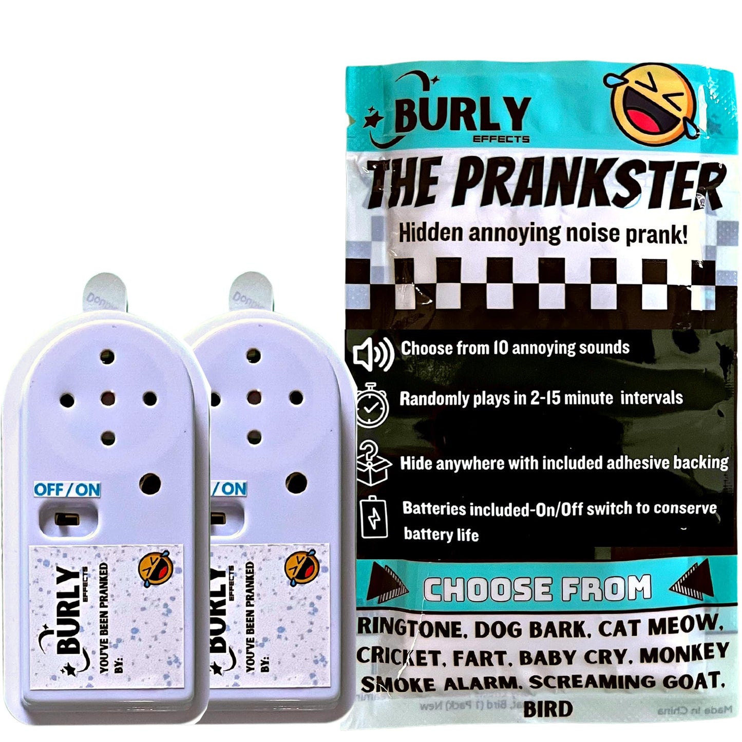 Burly Effects Hidden Noise Maker Gag Prank – 2 Pack with 10 Sounds