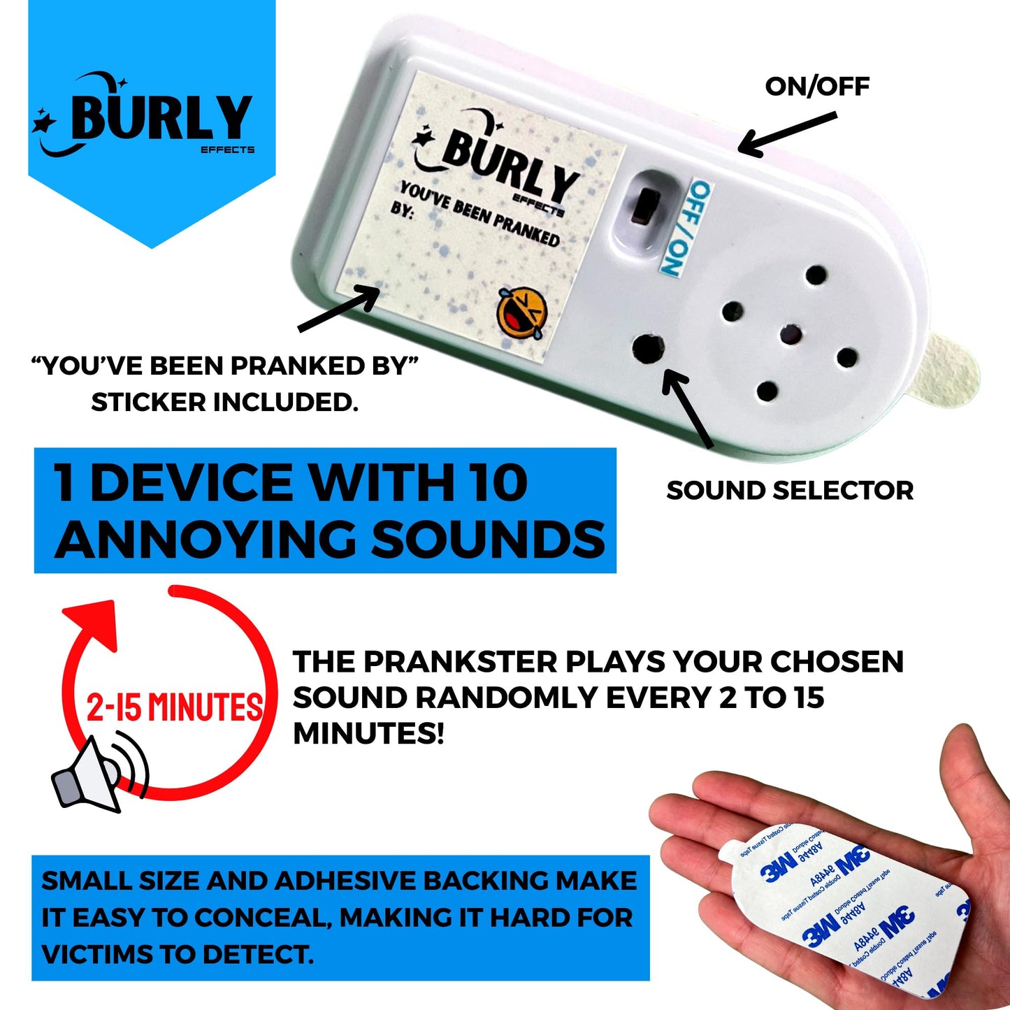 Burly Effects Hidden Noise Maker Gag Prank – 2 Pack with 10 Sounds