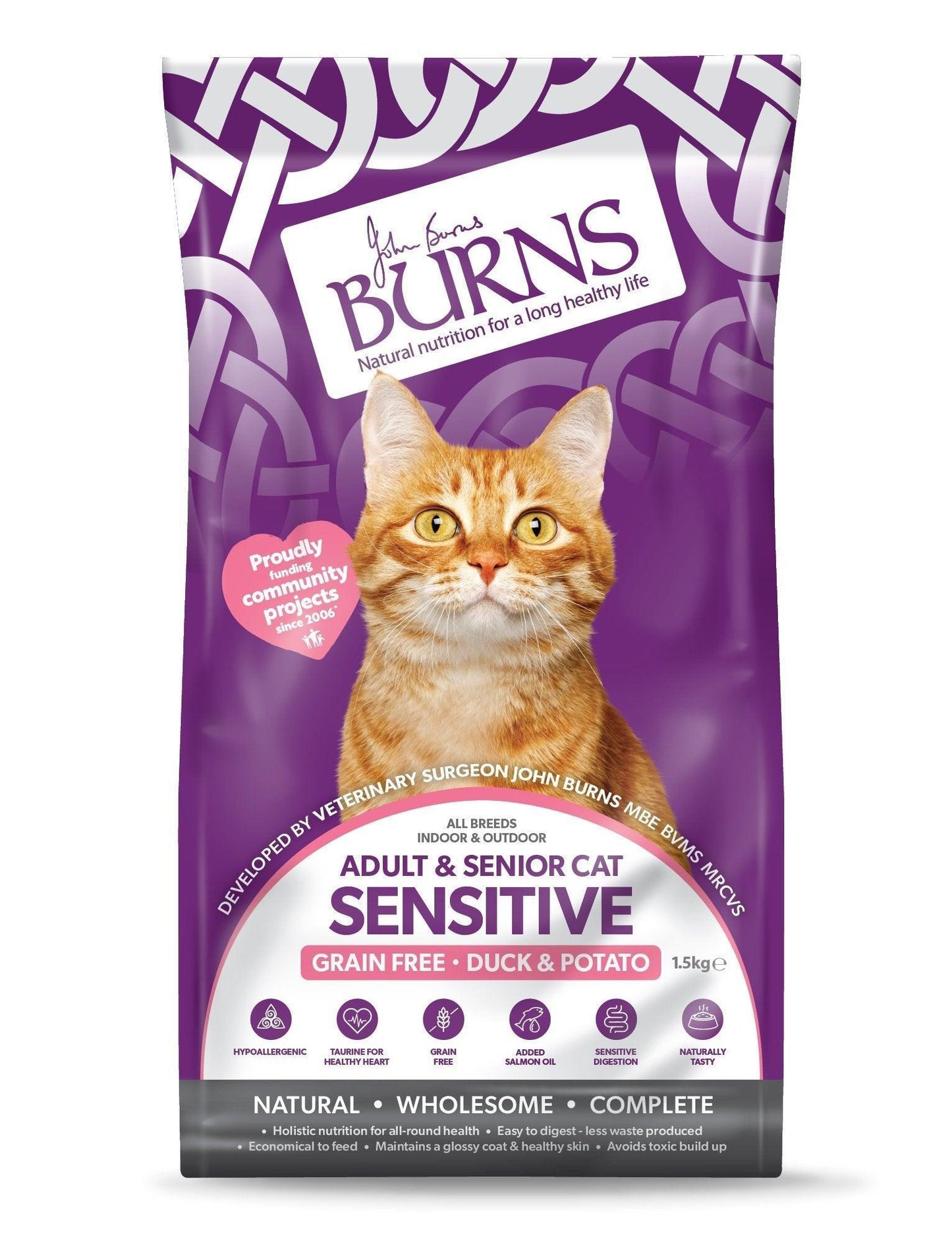 Burns Adult & Senior Cat Sensitive Grain Free Duck & Potato 300g