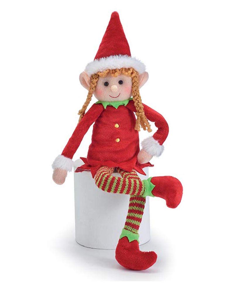 Burton+BURTON Plush Christmas Girl Elf – Festive Fabric Elf Decor