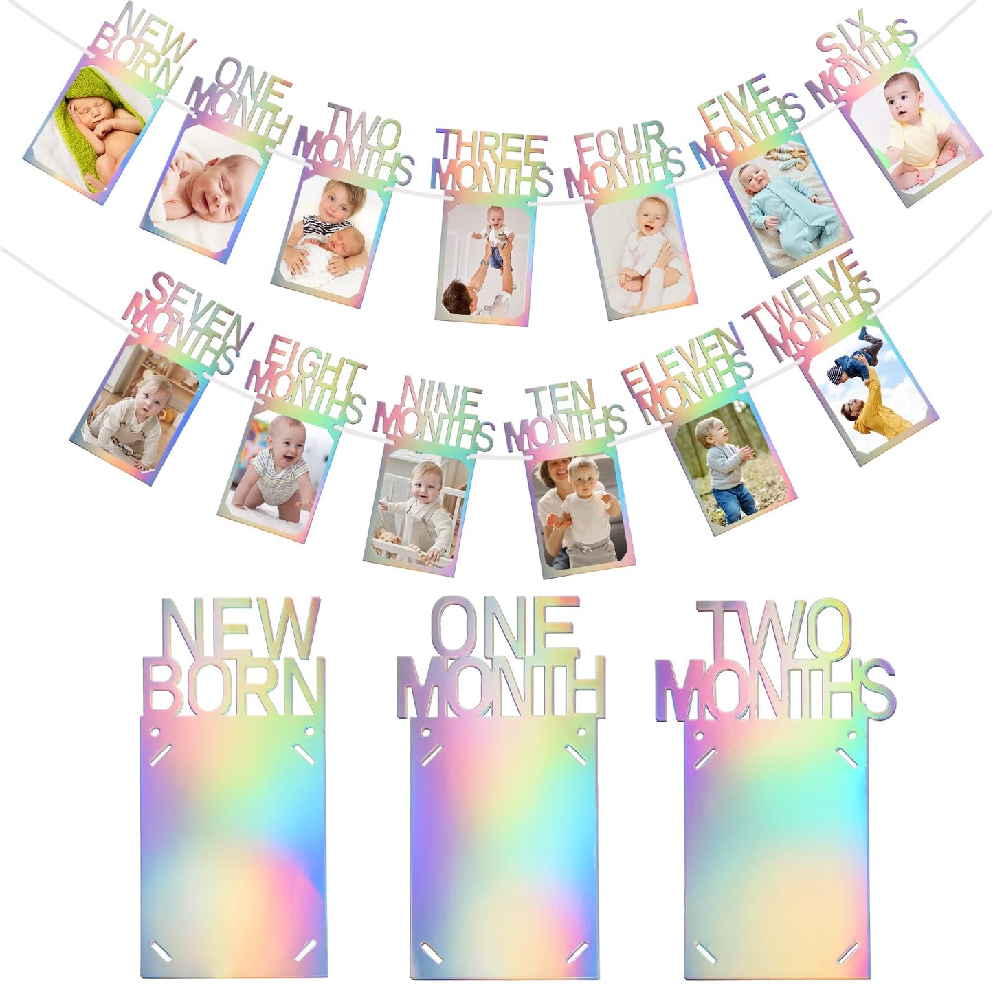 Buryeah 1st Birthday Photo Banner – Unicorn Milestones 0–12 Months