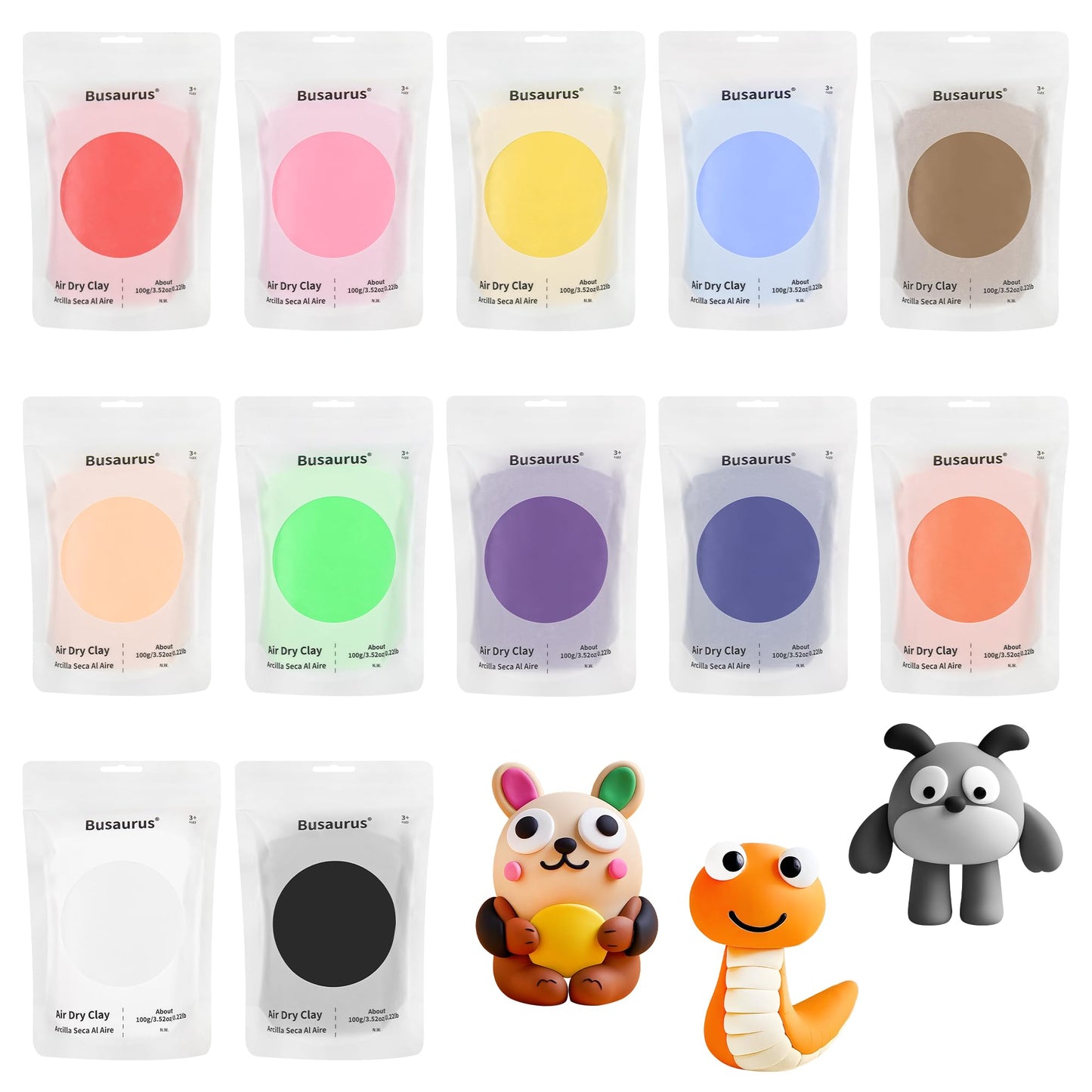 Busaurus Air Dry Foam Clay Peach – Easy Modeling for Kids 3+ with Refill Packs