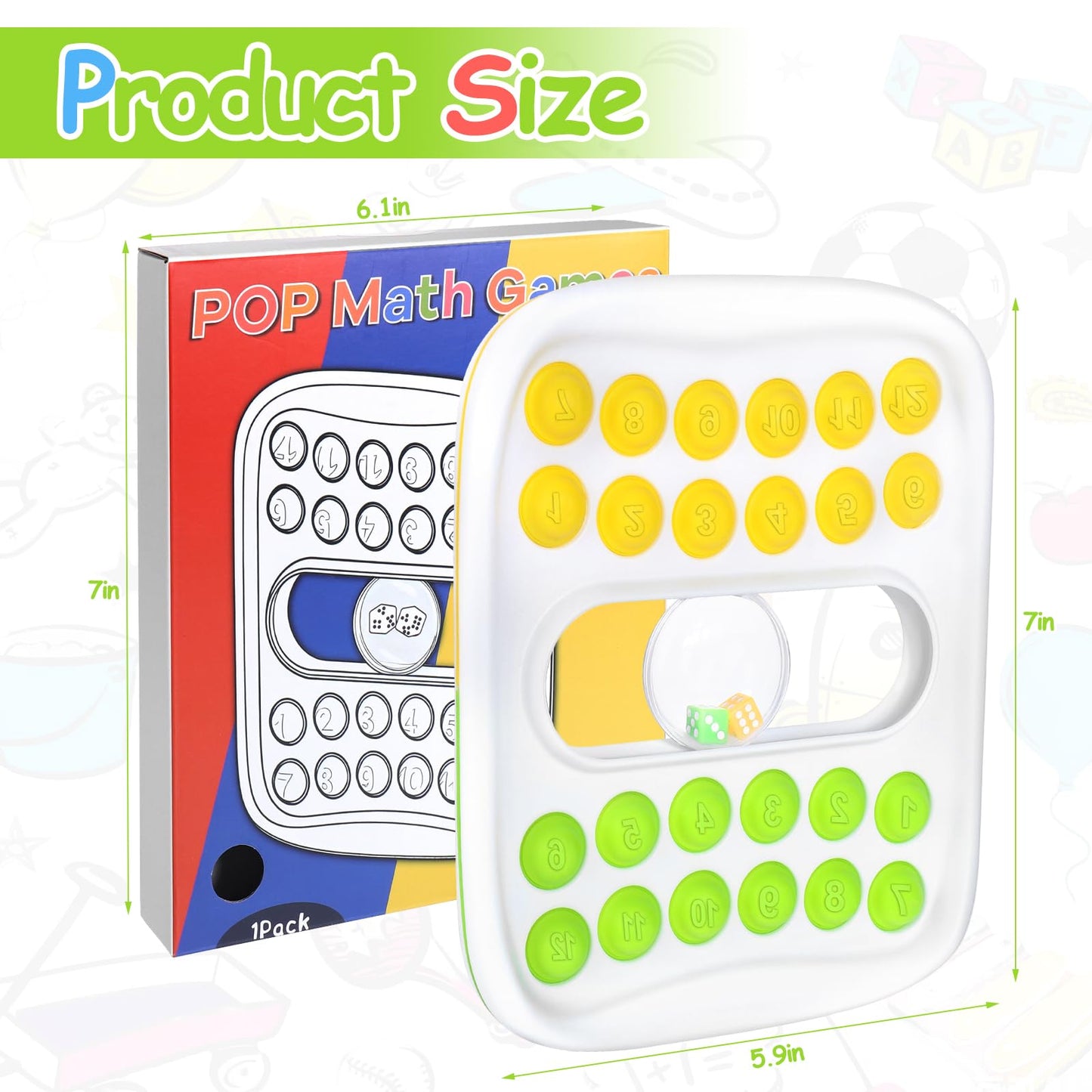 BUSOHA Pop Math Dice Game – 2-Player Portable Math Board Game for Kids & Adults