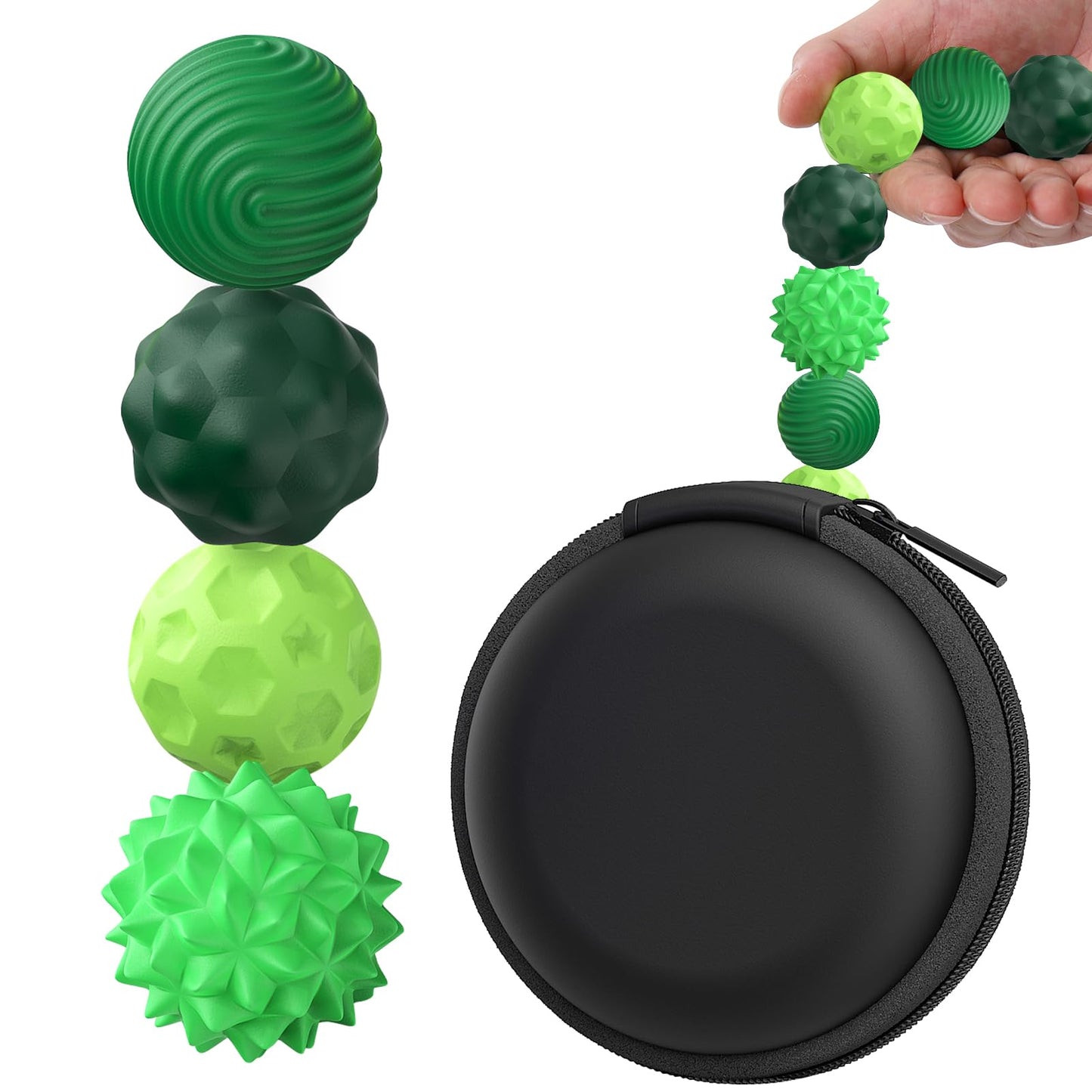 BUSOHA Silicone Fidget Balls – 4 Pack for Calming Stress Relief, Focus & Travel (Green)