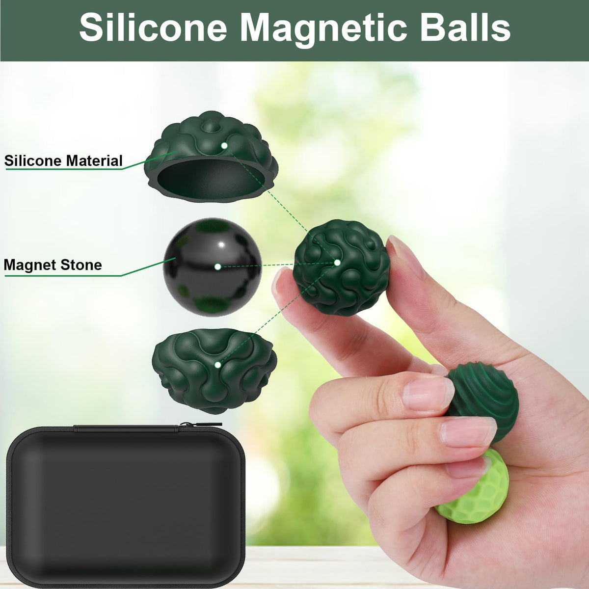 BUSOHA Silicone Fidget Balls – 6 Pack Quiet, Textured Stress Relief Toys for Adults