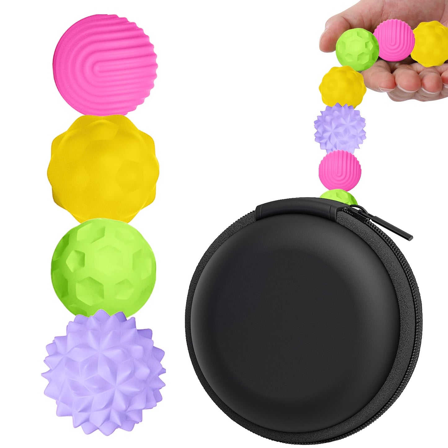 BUSOHA Silicone Fidget Balls – 4 Pack | Quiet, Textured Stress Toys for Focus