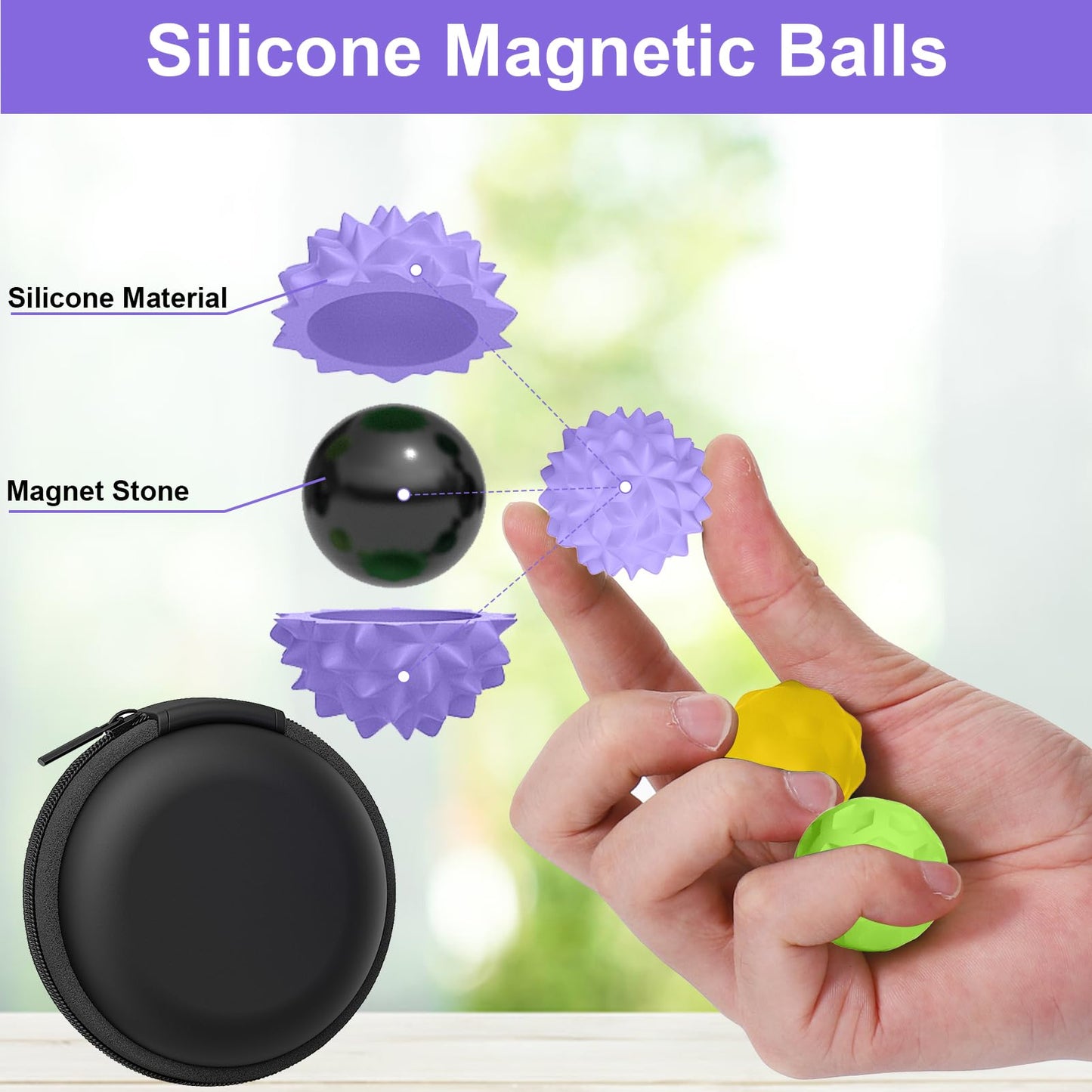BUSOHA Silicone Fidget Balls – 4 Pack | Quiet, Textured Stress Toys for Focus