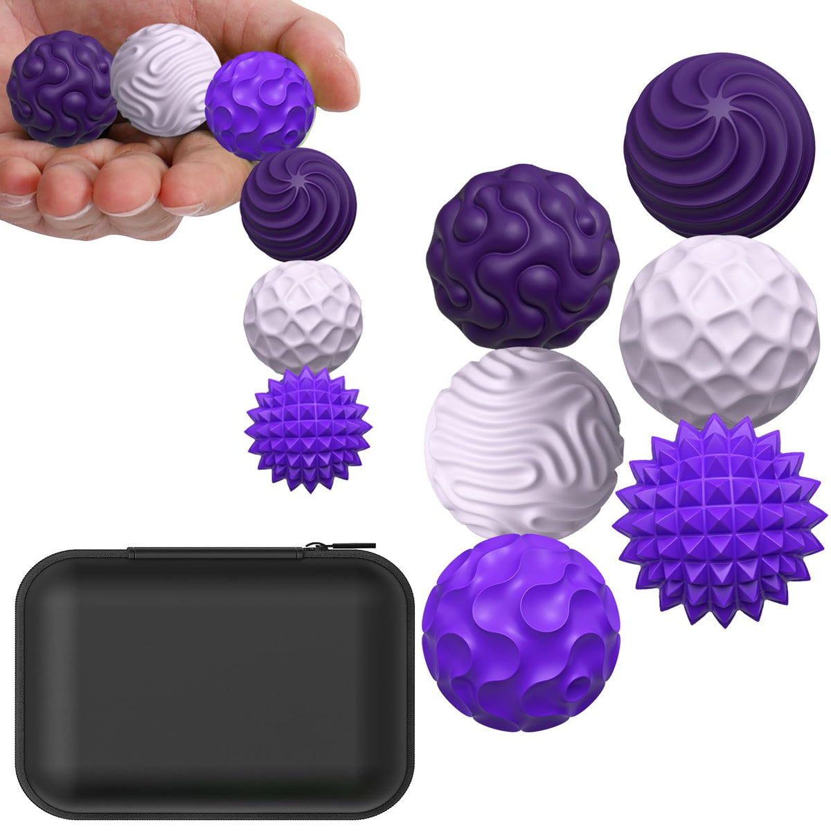 BUSOHA Silicone Fidget Balls – 6 Pack Quiet Stress Relief Toys for Adults, Sensory Travel Companions