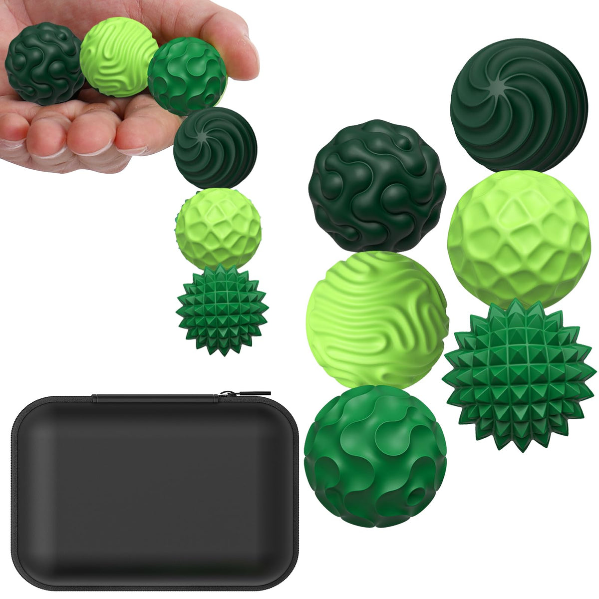 BUSOHA Silicone Fidget Balls – 6 Pack Quiet, Textured Stress Relief Toys for Adults
