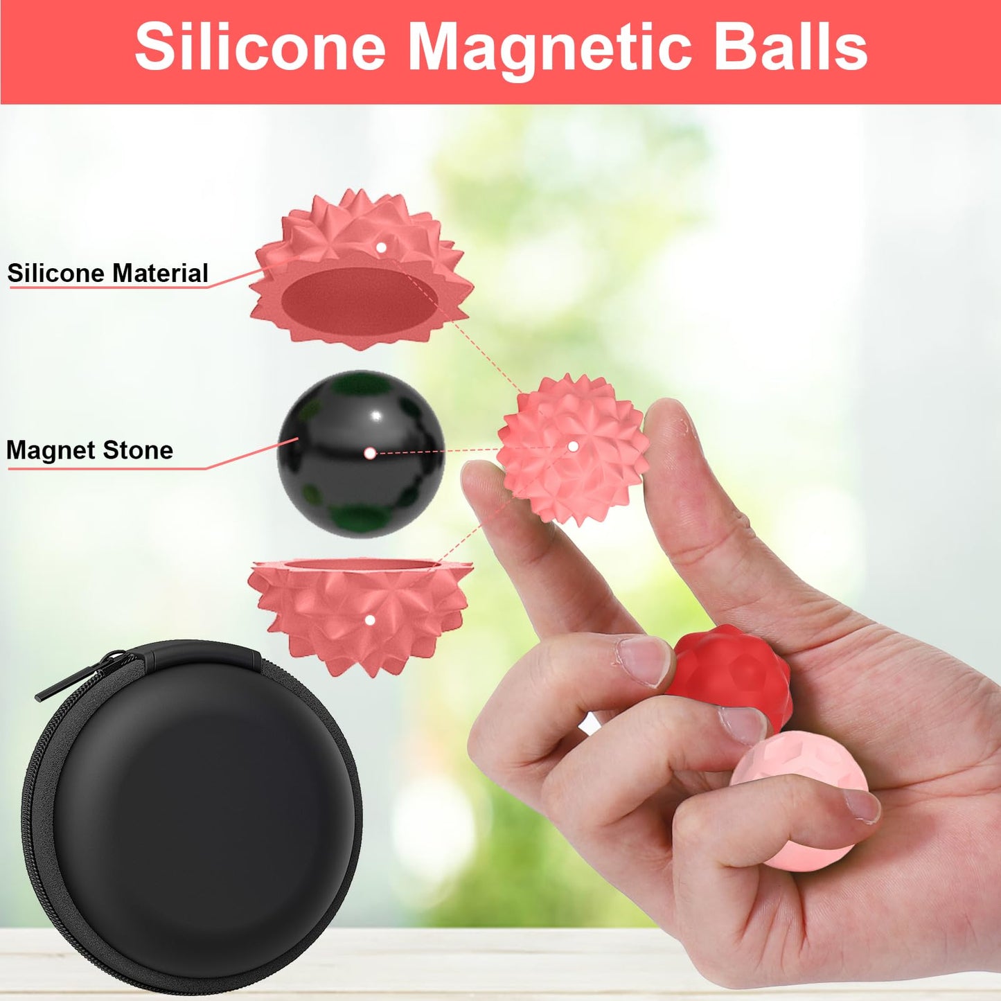 BUSOHA Silicone Fidget Balls - 4 Pack | Quiet Textured Stress Relief for Adults & Teens