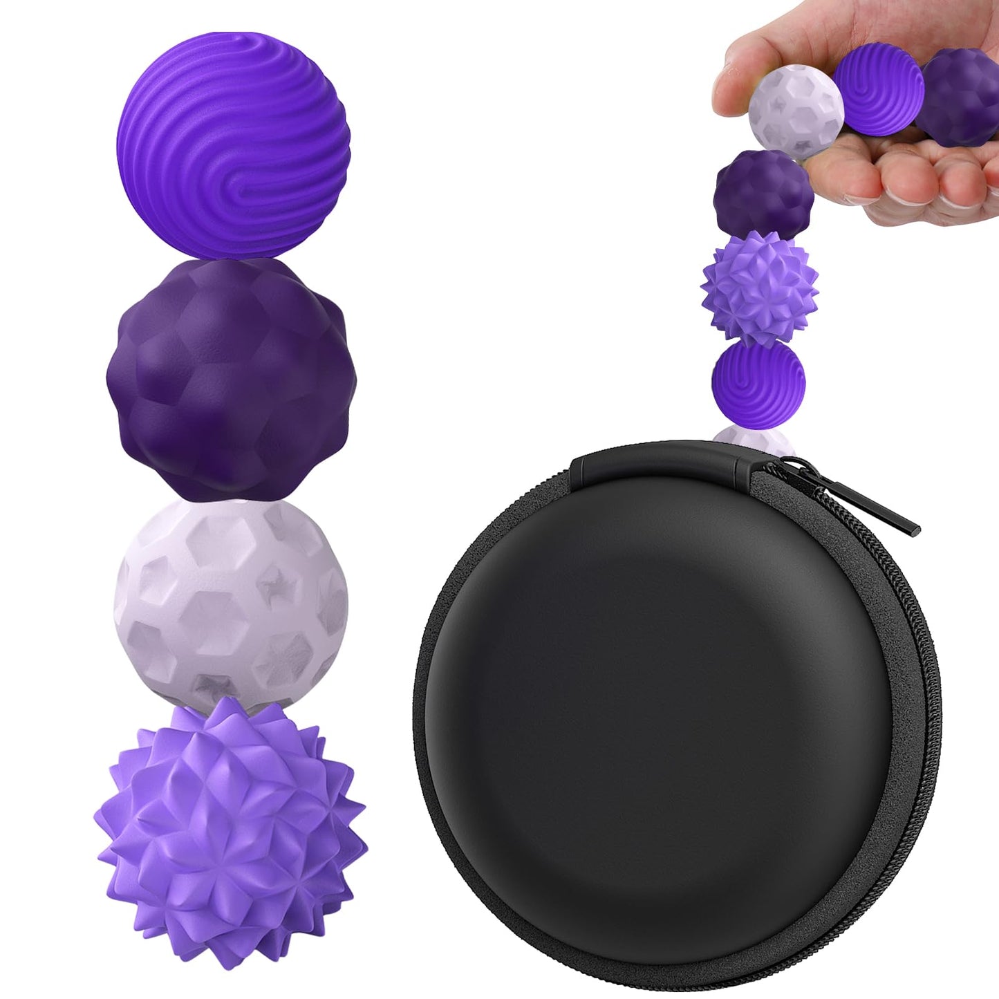 BUSOHA Silicone Fidget Balls – 4 Pack Quiet Sensory Stress Toys for Focus and Calm