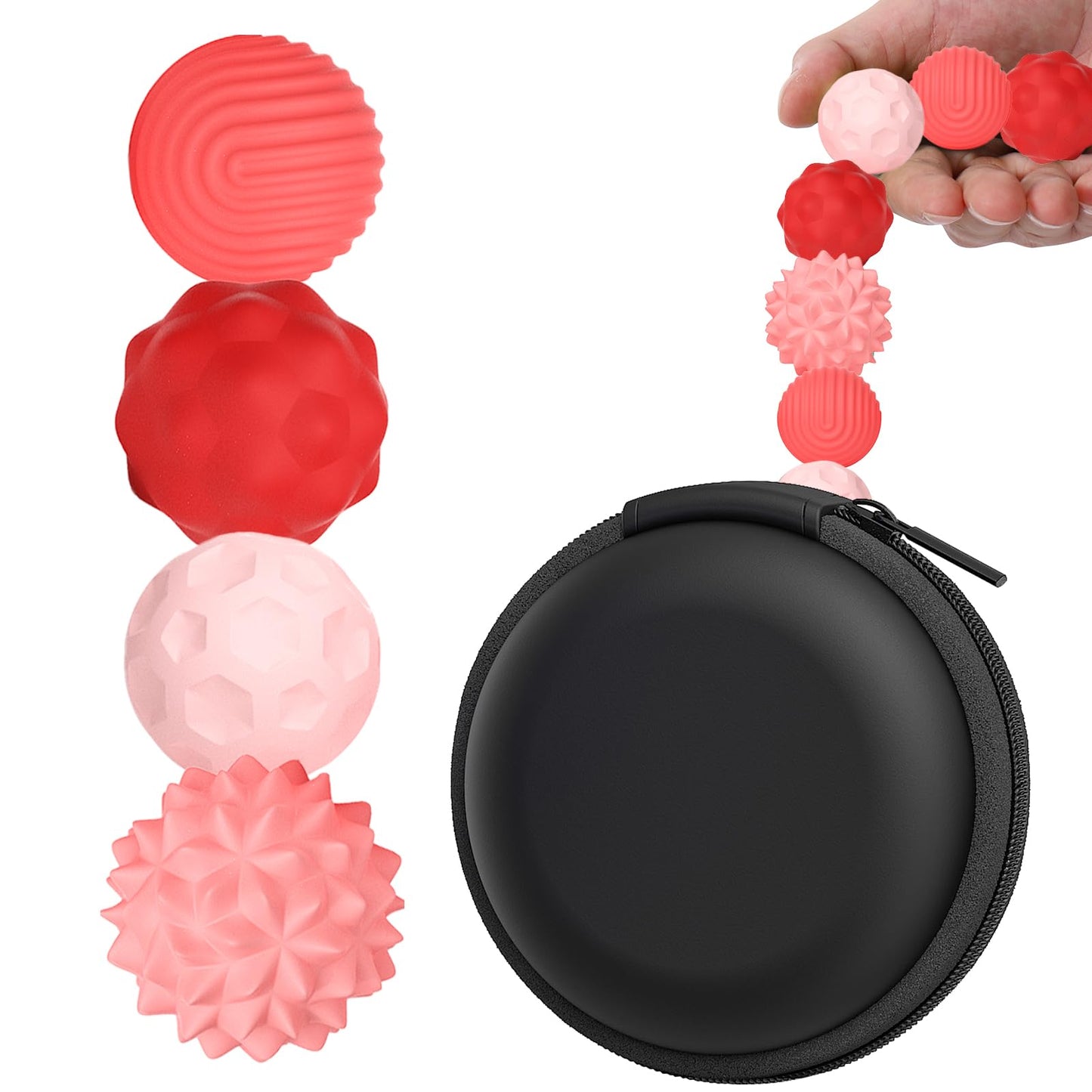 BUSOHA Silicone Fidget Balls - 4 Pack | Quiet Textured Stress Relief for Adults & Teens