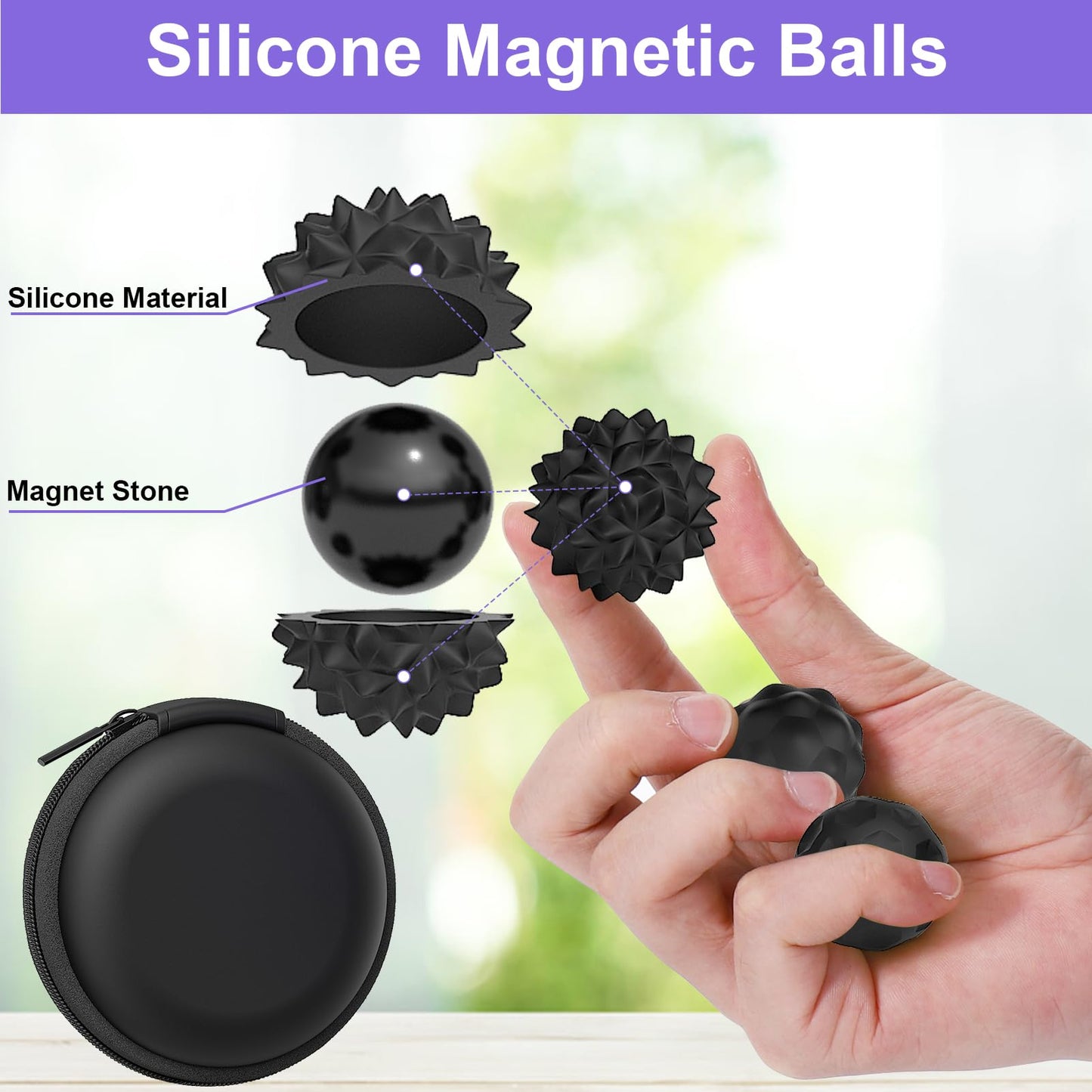 BUSOHA Silicone Fidget Balls – 4 Pack for Focus, Calm & Quiet Relief