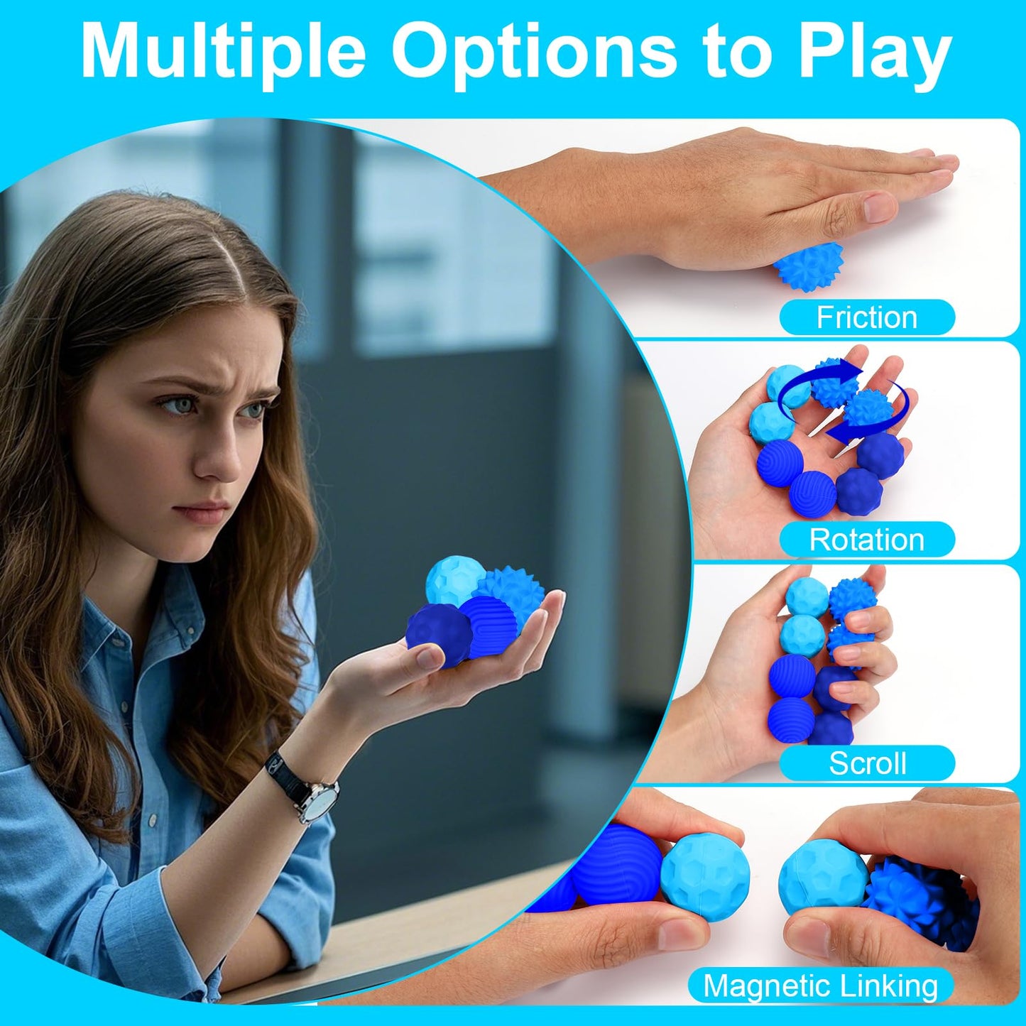 BUSOHA Silicone Fidget Balls – 4 Pack Calm, Focus, and Travel