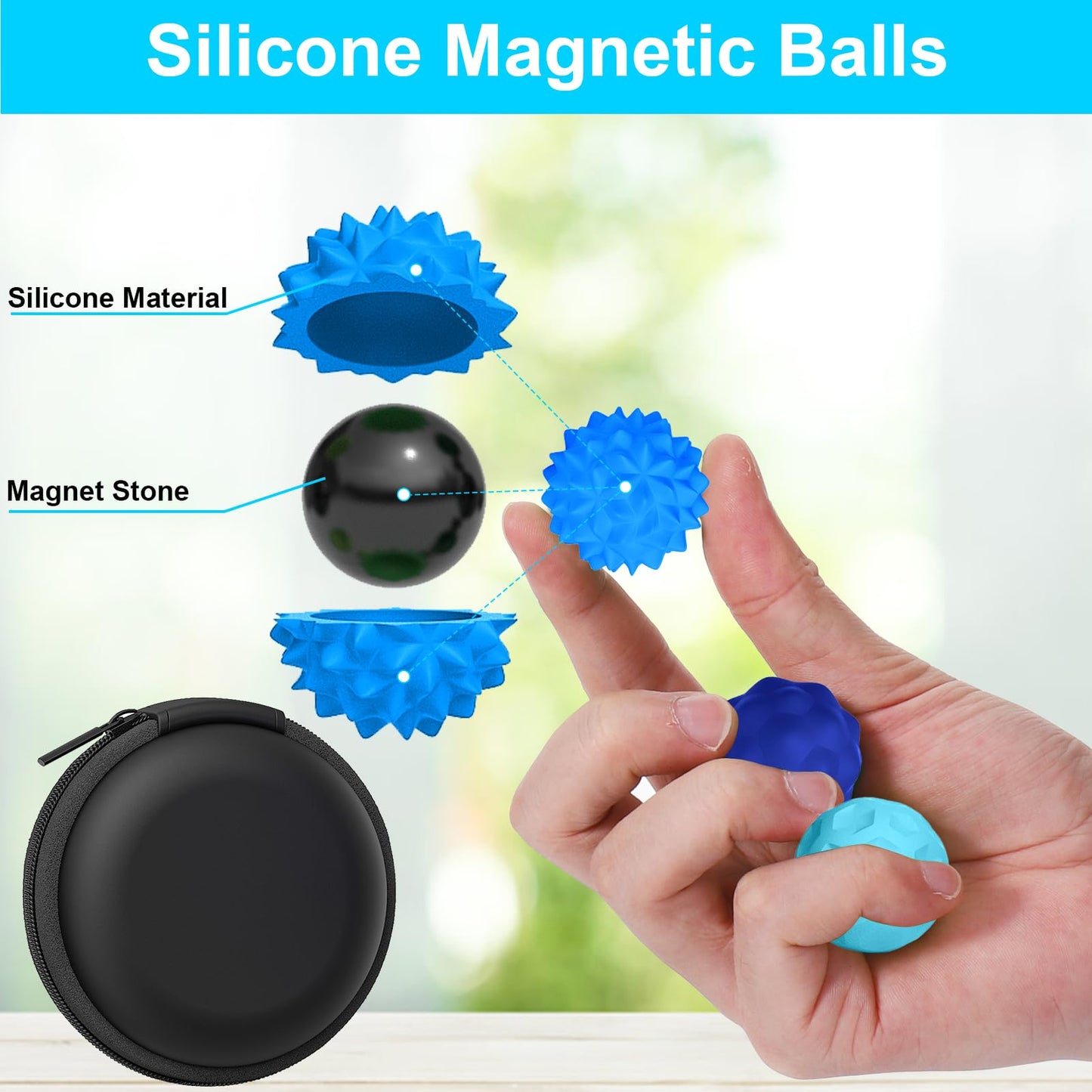 BUSOHA Silicone Fidget Balls – 4 Pack Calm, Focus, and Travel