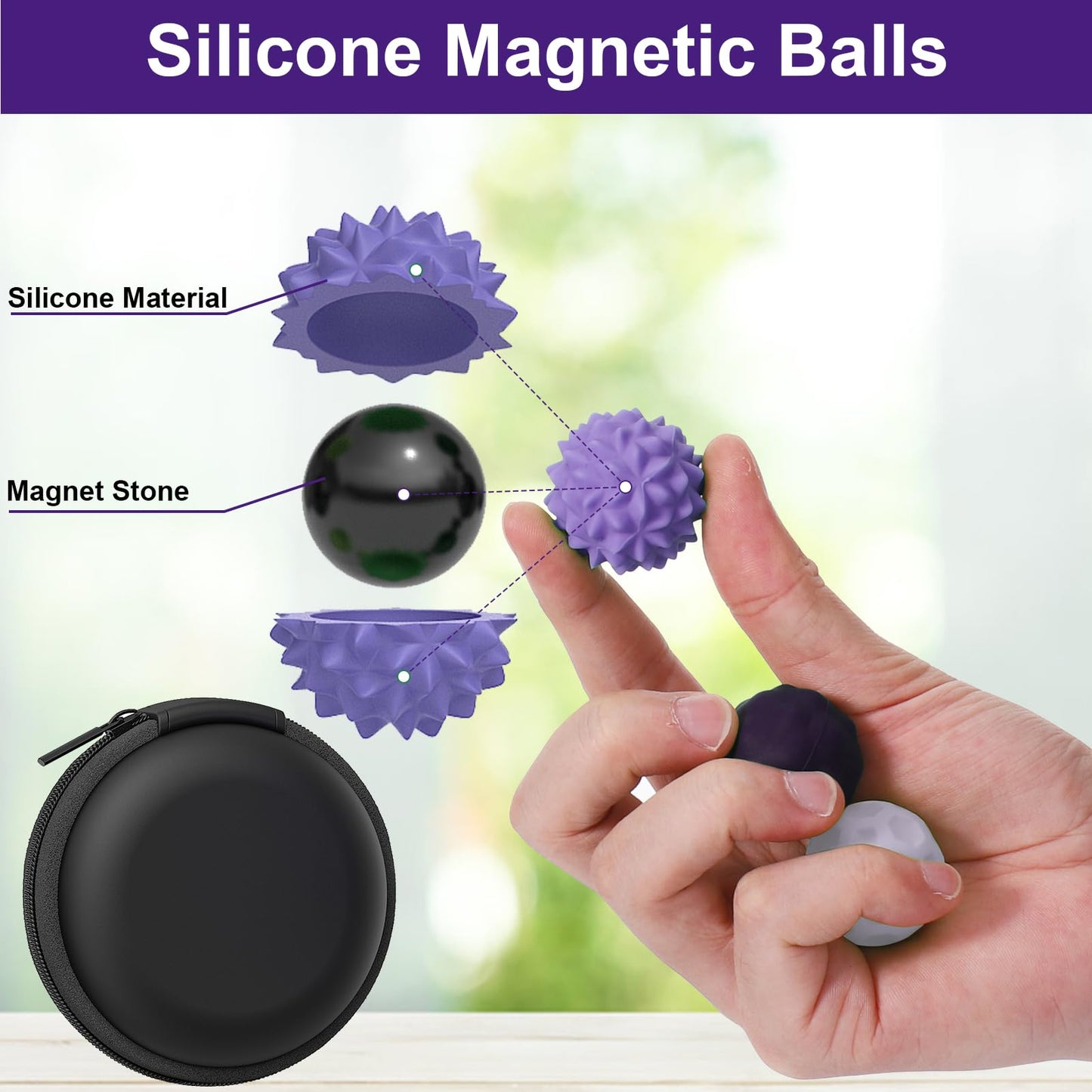 BUSOHA Silicone Fidget Balls – 4 Pack Quiet Sensory Stress Toys for Focus and Calm