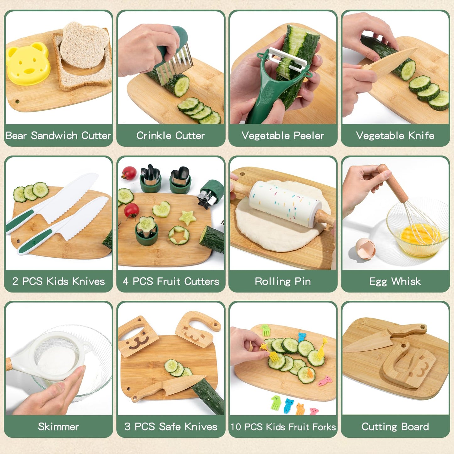 Busy edition 18 PCS Kids Cooking Sets – Montessori Kitchen Tools for Toddlers