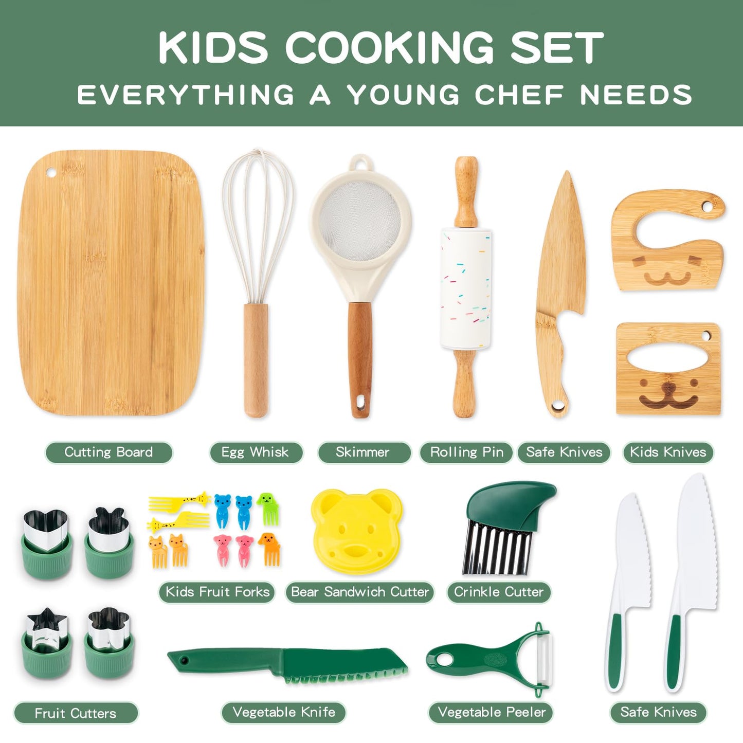 Busy edition 18 PCS Kids Cooking Sets – Montessori Kitchen Tools for Toddlers