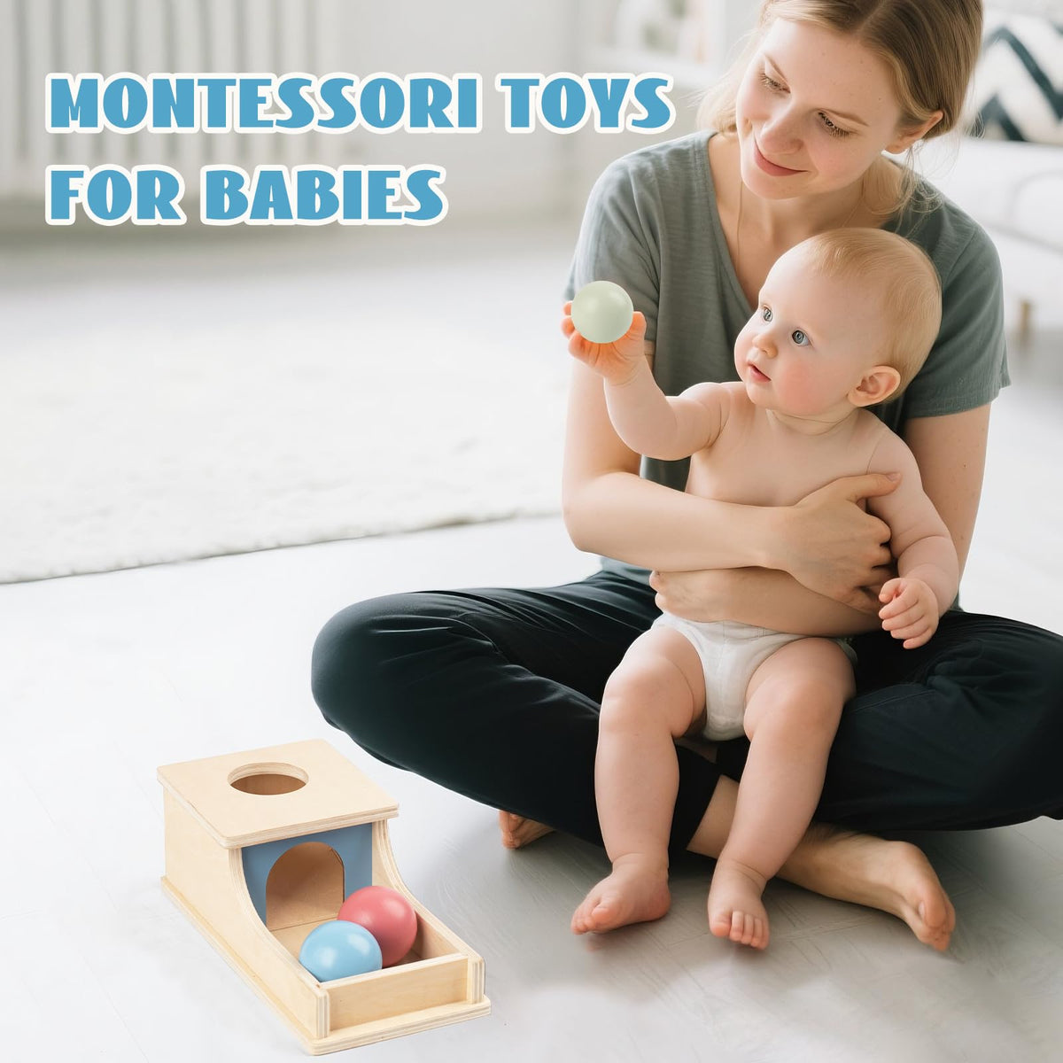 Busy Edition Montessori Toys for Babies 6-12 Months | Wooden Object Permanence Box