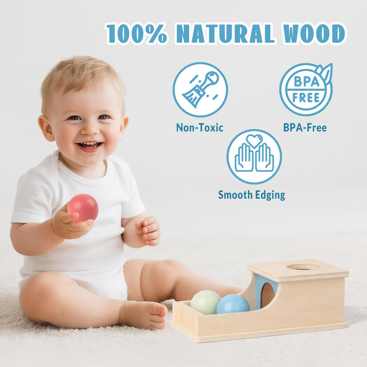 Busy Edition Montessori Toys for Babies 6-12 Months | Wooden Object Permanence Box