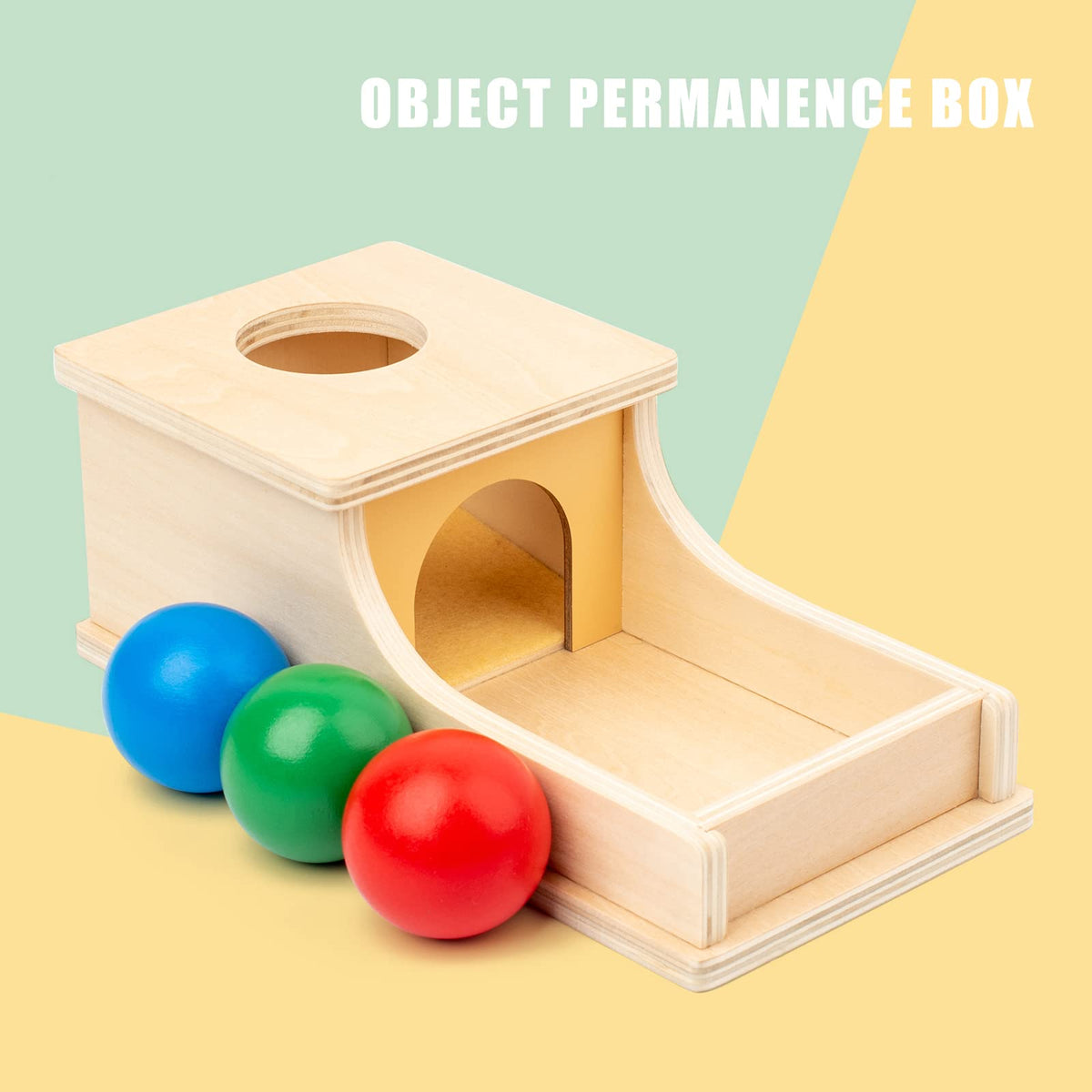 Busy Edition Montessori Object Permanence Box – Wooden Ball Drop Toy for Babies 6-12 Months