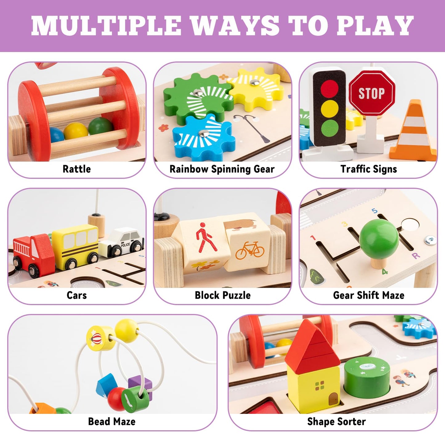 Busy edition 8-in-1 Wooden Montessori Activity Table for Toddlers (1-3)
