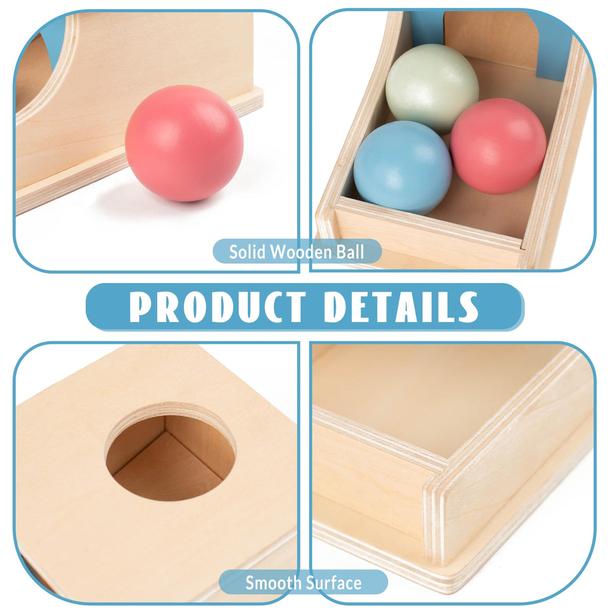 Busy Edition Montessori Toys for Babies 6-12 Months | Wooden Object Permanence Box