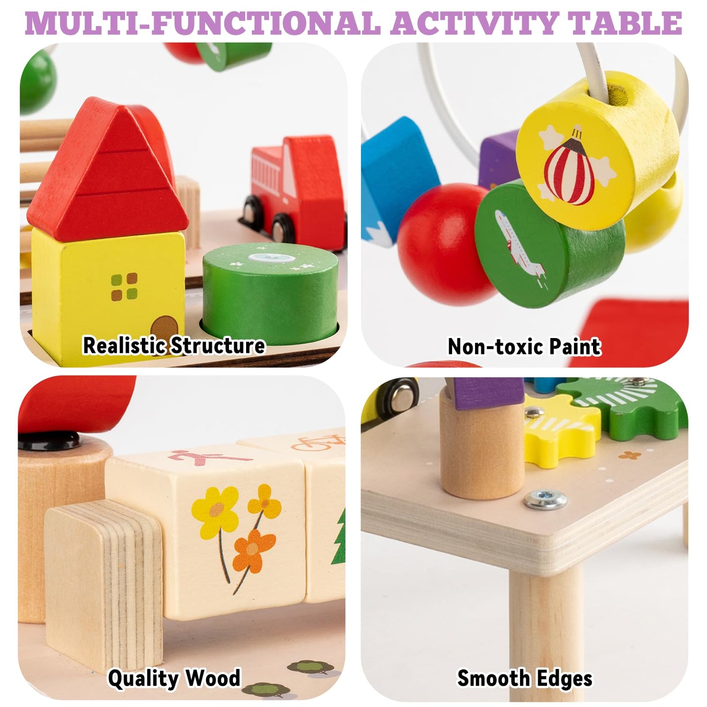 Busy edition 8-in-1 Wooden Montessori Activity Table for Toddlers (1-3)