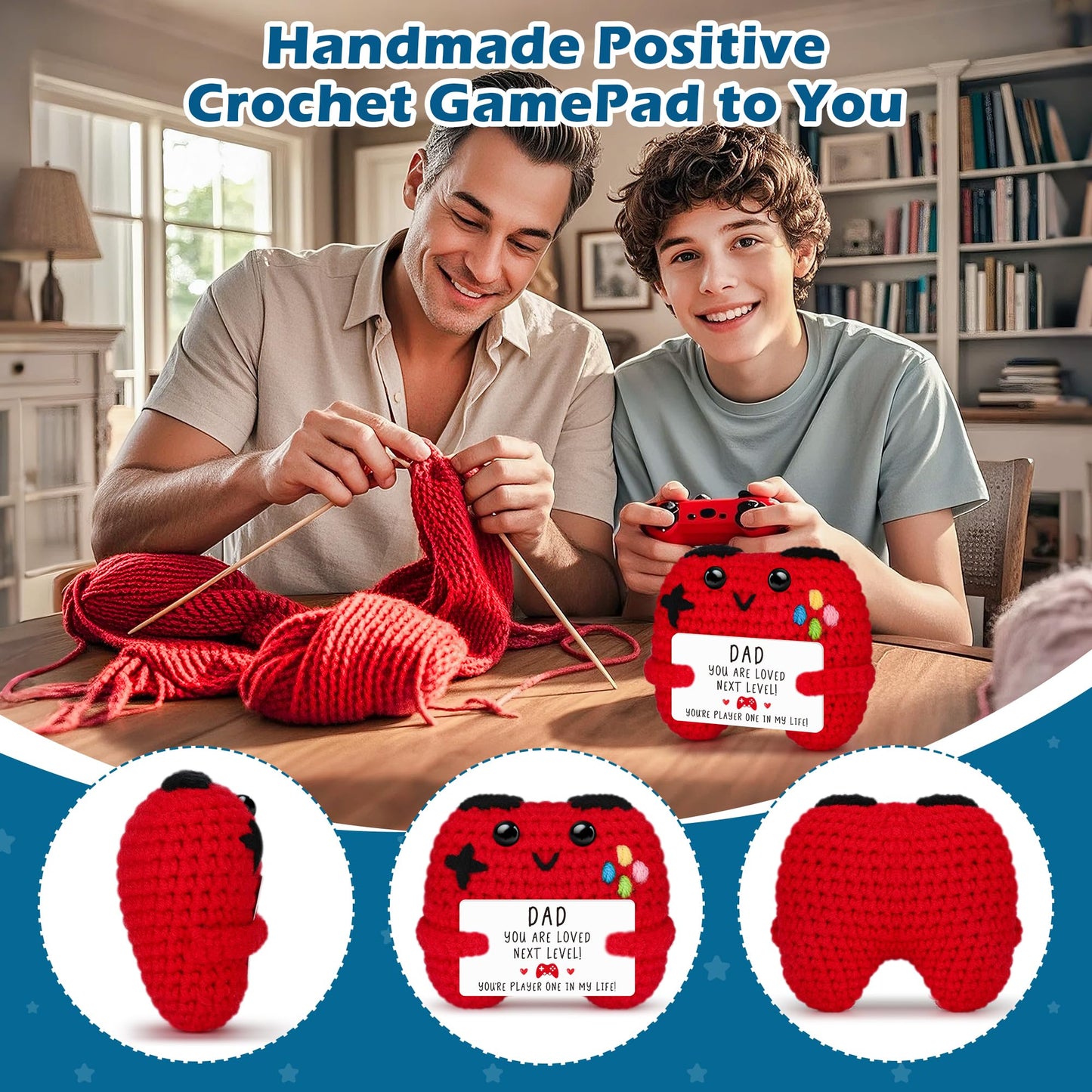 Busy Gaming Life Crochet Game Controller – Dad Gifts for Valentine’s Day, Father's Day & Birthday