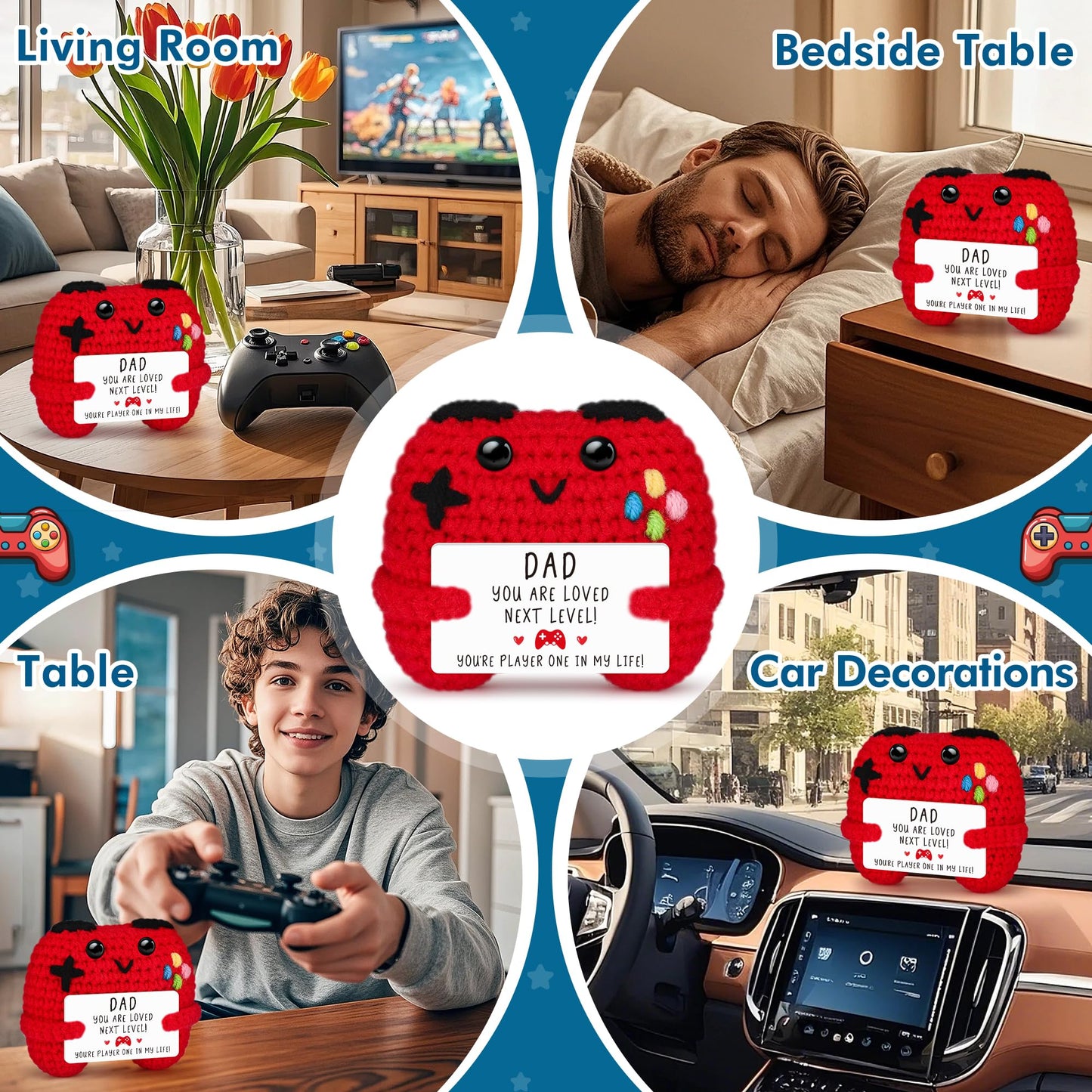 Busy Gaming Life Crochet Game Controller – Dad Gifts for Valentine’s Day, Father's Day & Birthday