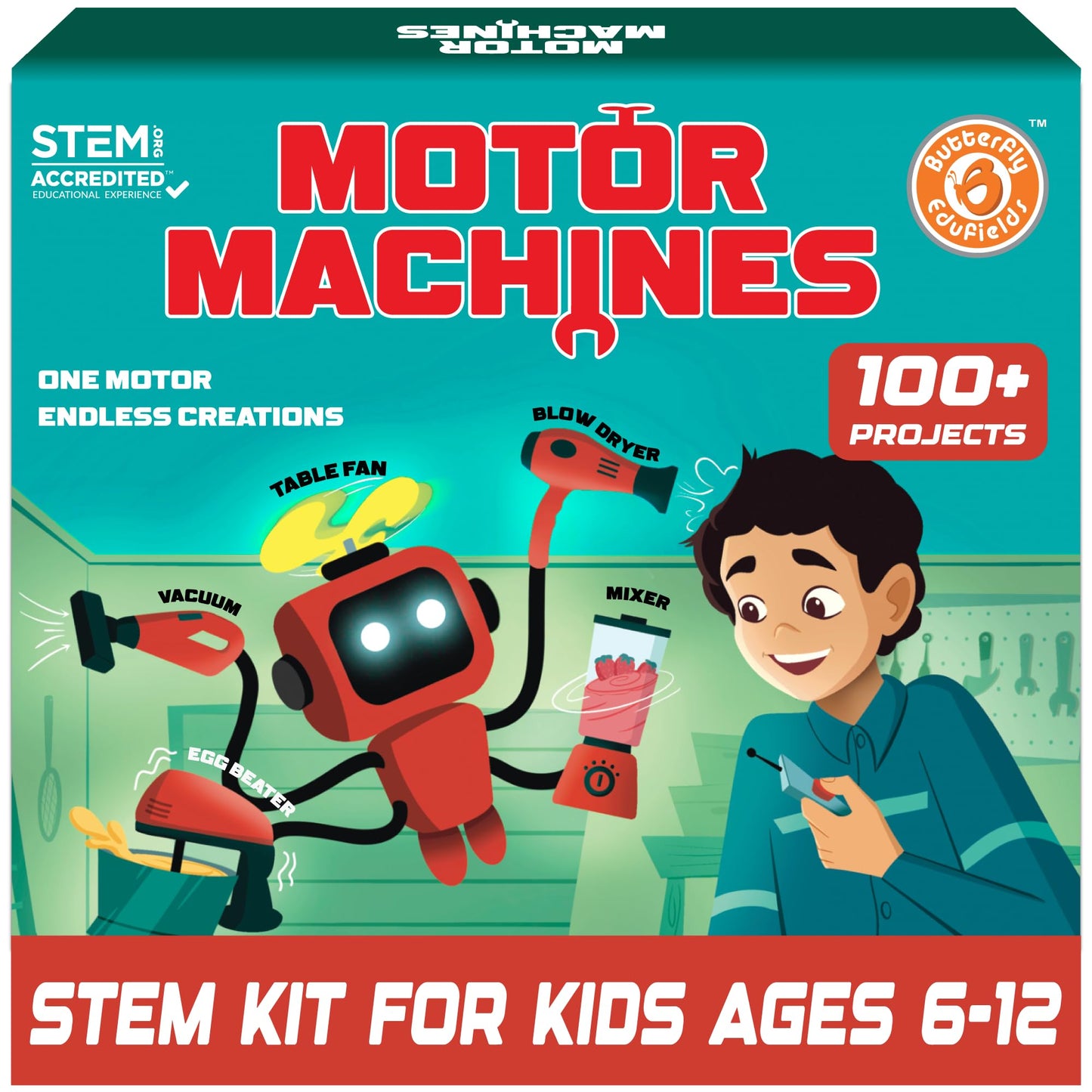 Butterfly EduFields 100+ STEM Toys for Ages 8-13 | Robotics & Engineering Kit