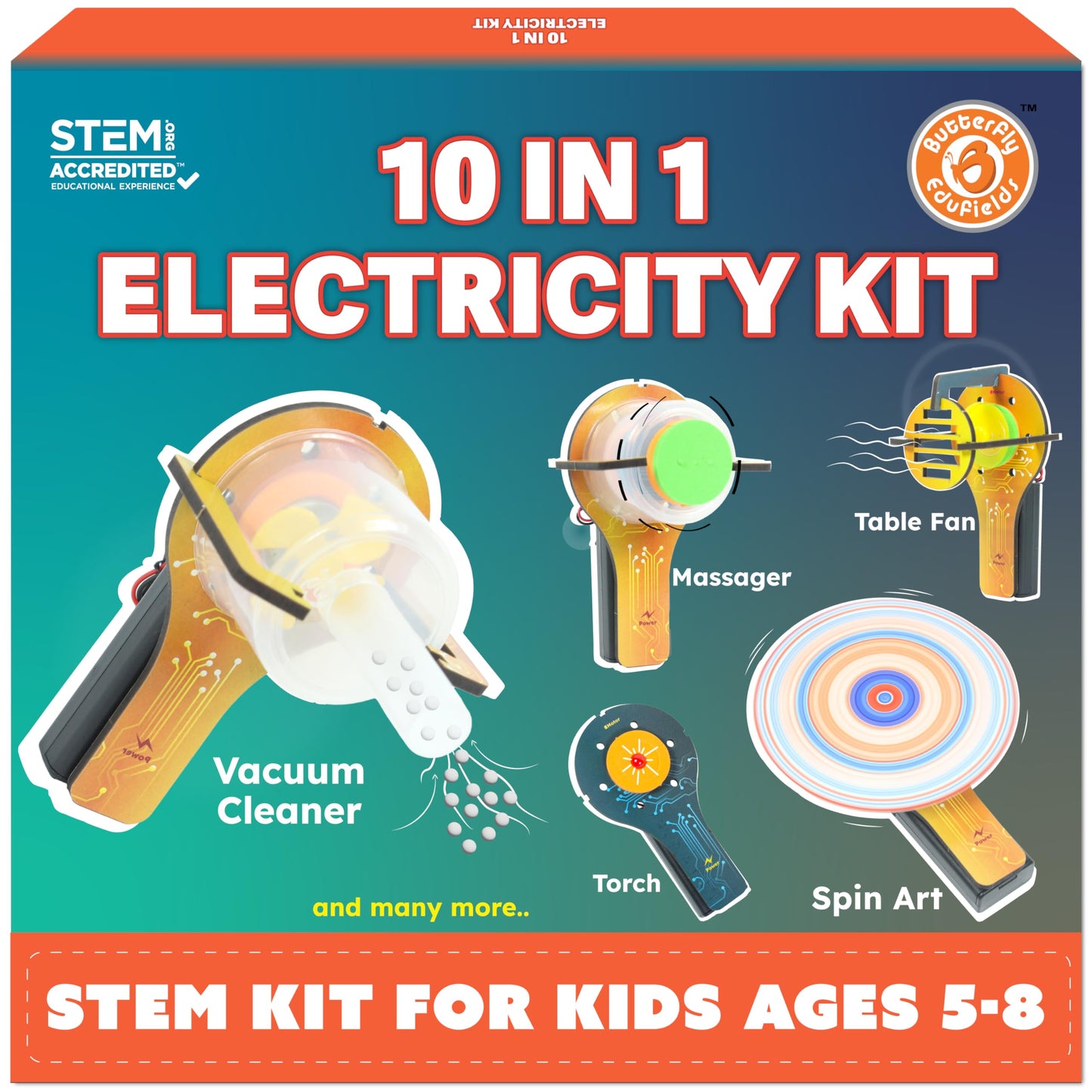 Butterfly EduFields 10-in-1 STEM Kit – Hands-On Electric Motor Experiments for Kids Aged 5-12