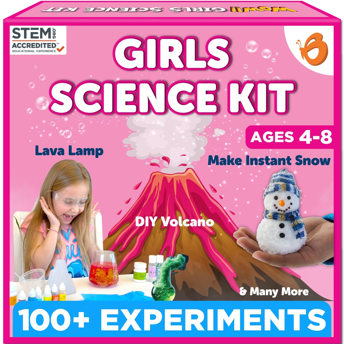 Butterfly EduFields Girls Science Kit | 100+ Experiments for Ages 4-8 | STEM Activities & Gift Ideas