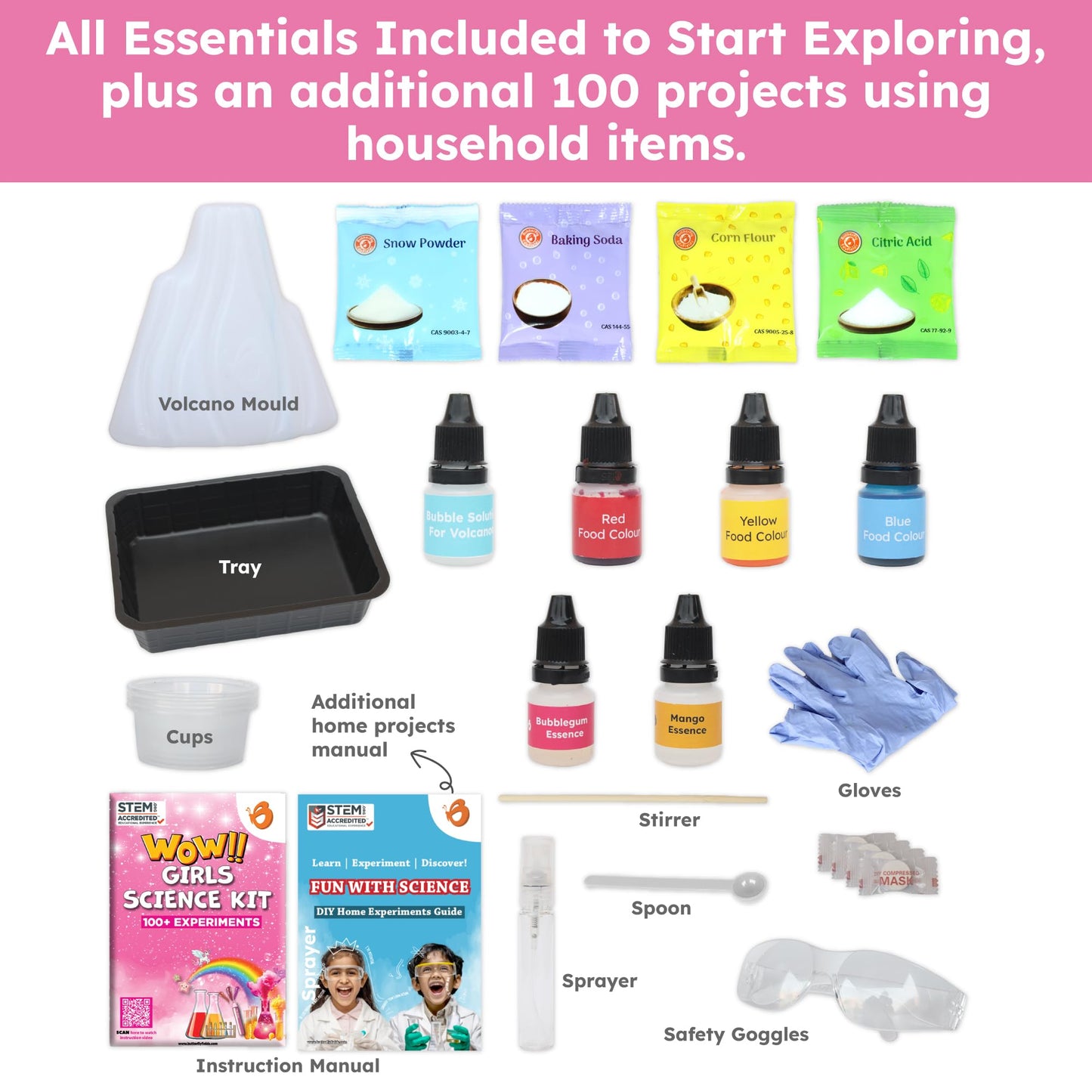 Butterfly EduFields Girls Science Kit | 100+ Experiments for Ages 4-8 | STEM Activities & Gift Ideas