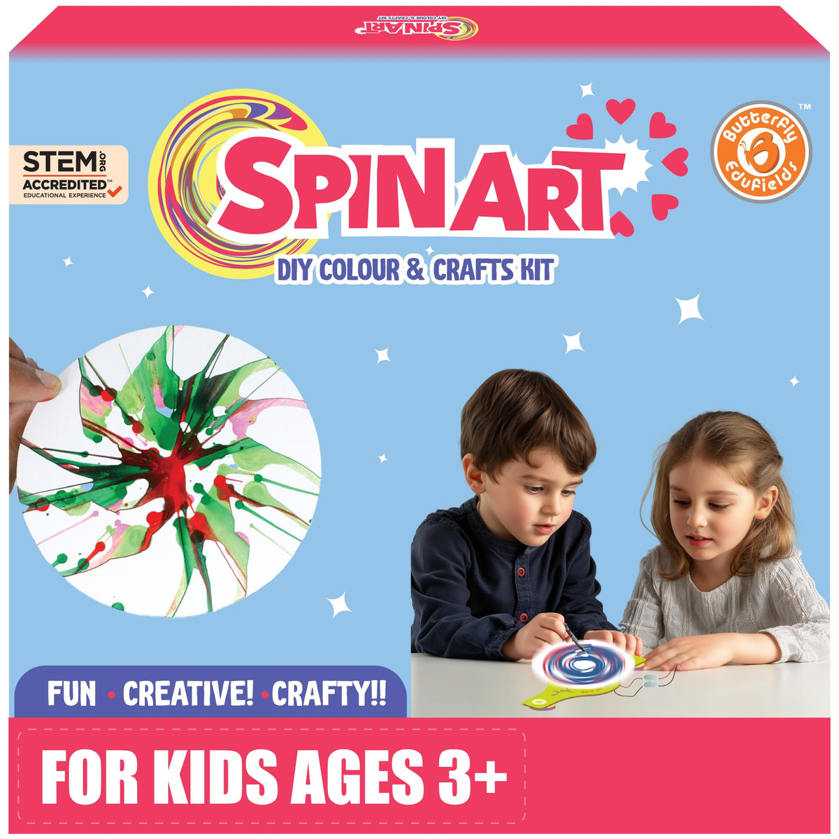 Butterfly EduFields Spin Art & Craft Kit for Kids | STEM Art Toy & DIY Painting Kit (Ages 3+)