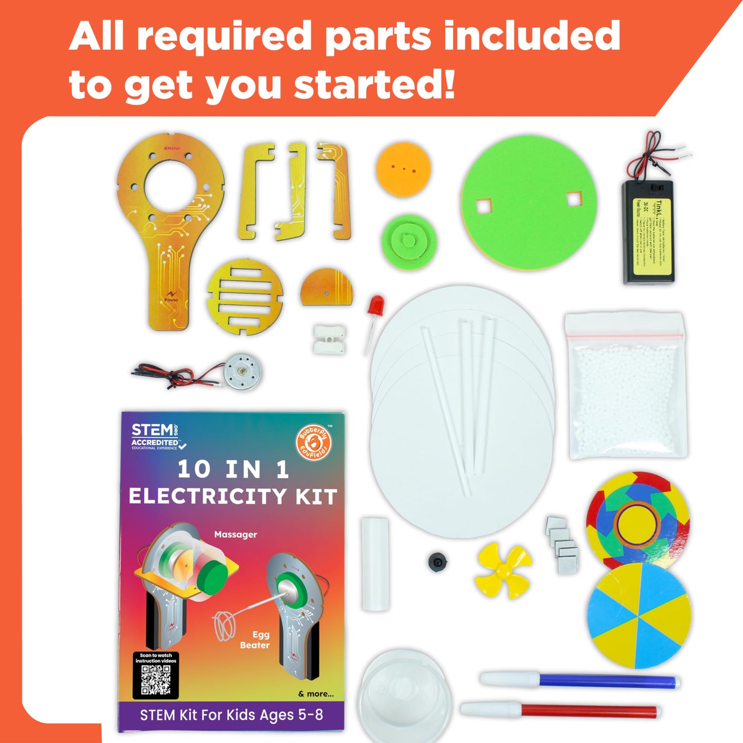 Butterfly EduFields 10-in-1 STEM Kit – Hands-On Electric Motor Experiments for Kids Aged 5-12