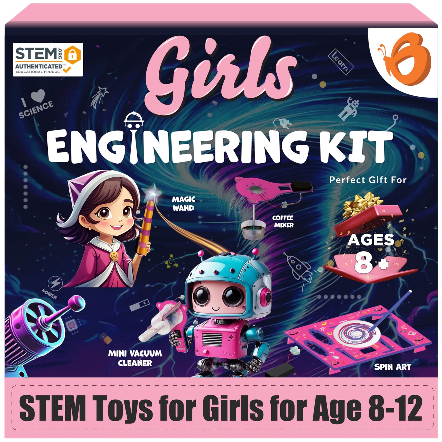 Butterfly EduFields 100+ STEM Projects | Girls Mini Engineering Kit for Ages 8–15 | DIY Science & Engineering Toys