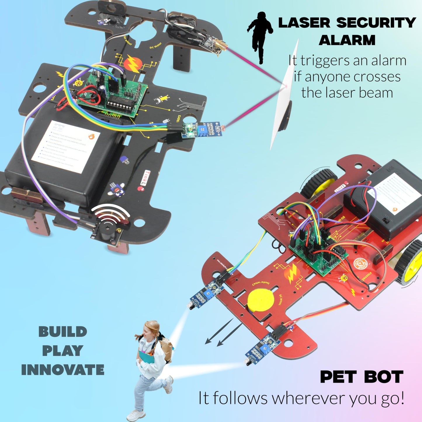 Butterfly EduFields 40-in-1 STEM Robotics Kit for Kids 8-12 | DIY Robots with Sensors & Electronics Board | Educational Gift