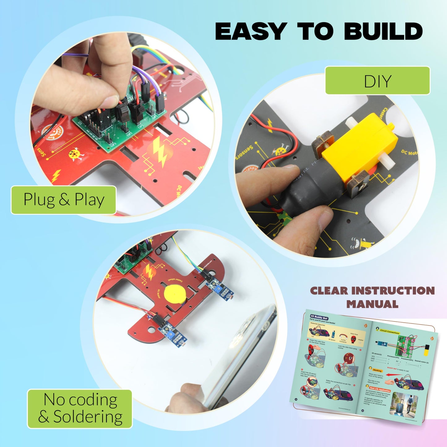 Butterfly EduFields 40-in-1 STEM Robotics Kit for Kids 8-12 | DIY Robots with Sensors & Electronics Board | Educational Gift