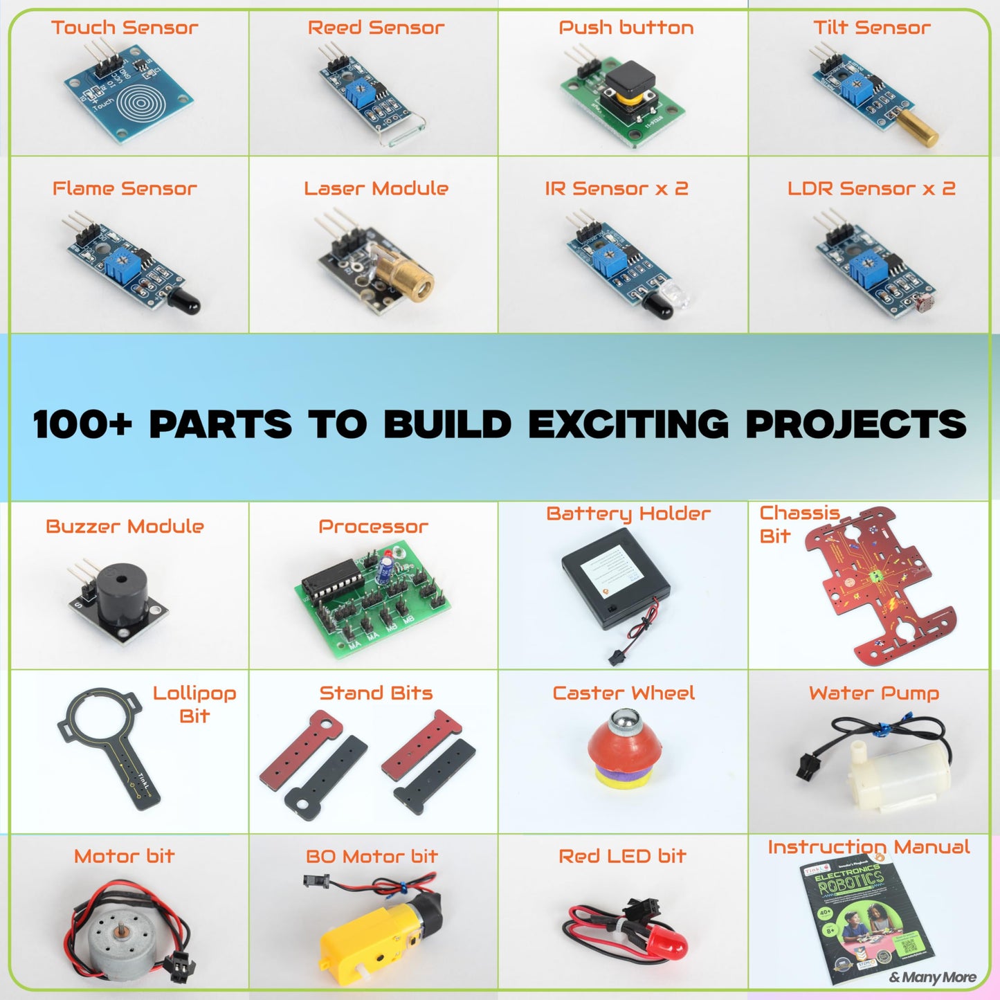 Butterfly EduFields 40-in-1 STEM Robotics Kit for Kids 8-12 | DIY Robots with Sensors & Electronics Board | Educational Gift
