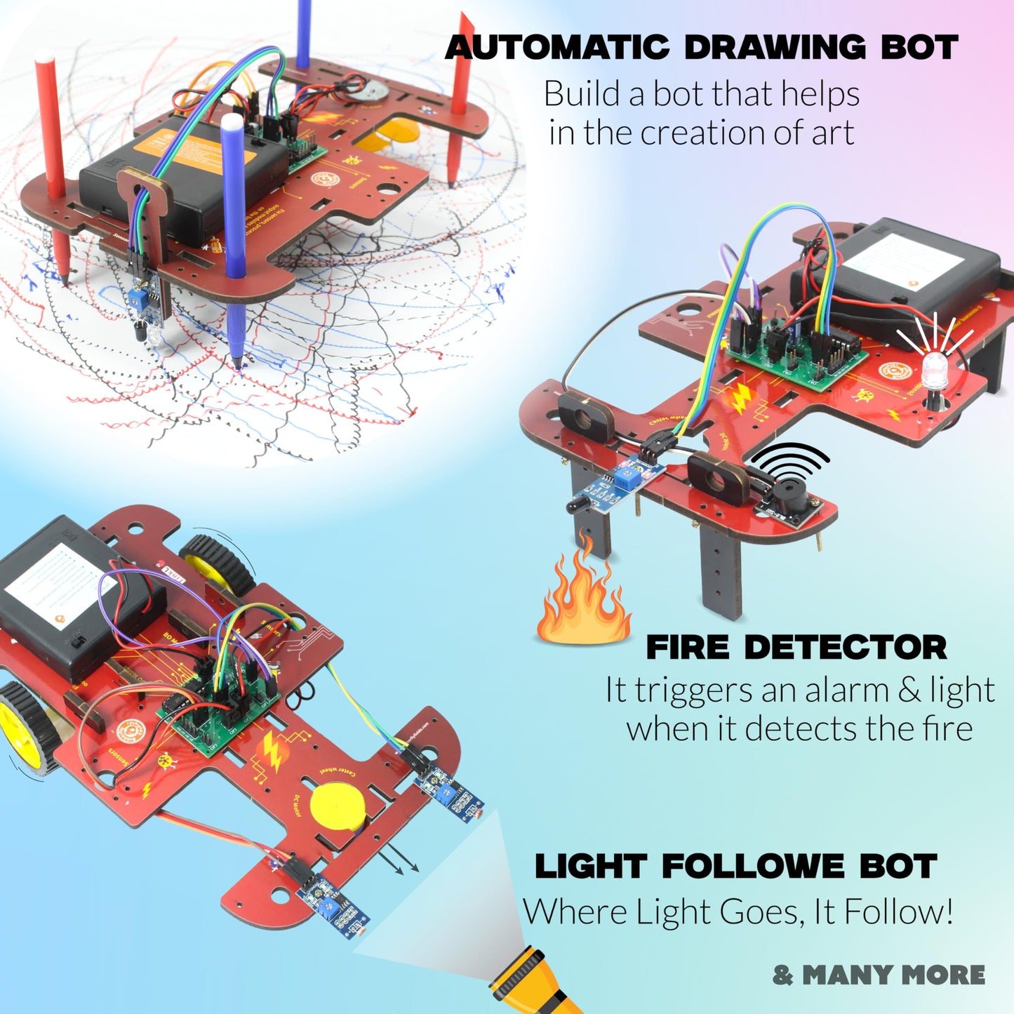 Butterfly EduFields 40-in-1 STEM Robotics Kit for Kids 8-12 | DIY Robots with Sensors & Electronics Board | Educational Gift