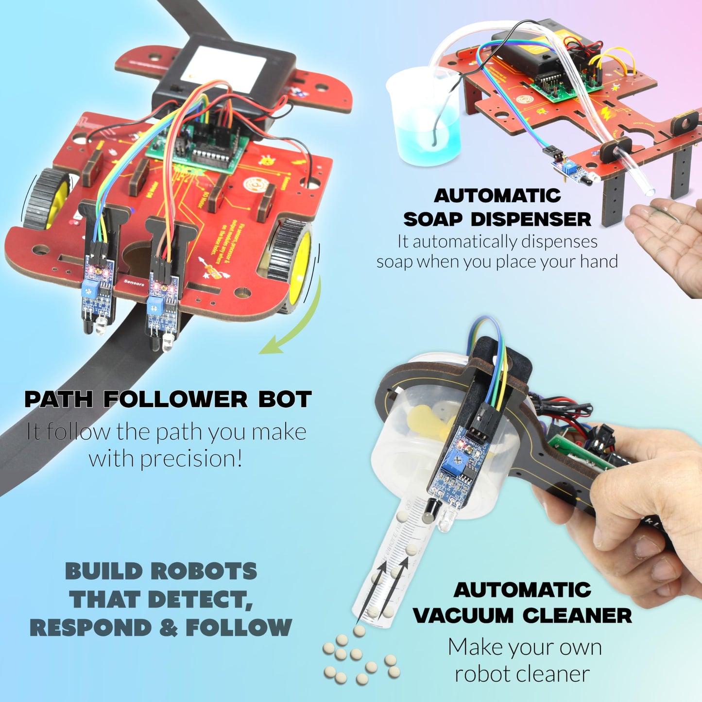 Butterfly EduFields 40-in-1 STEM Robotics Kit for Kids 8-12 | DIY Robots with Sensors & Electronics Board | Educational Gift