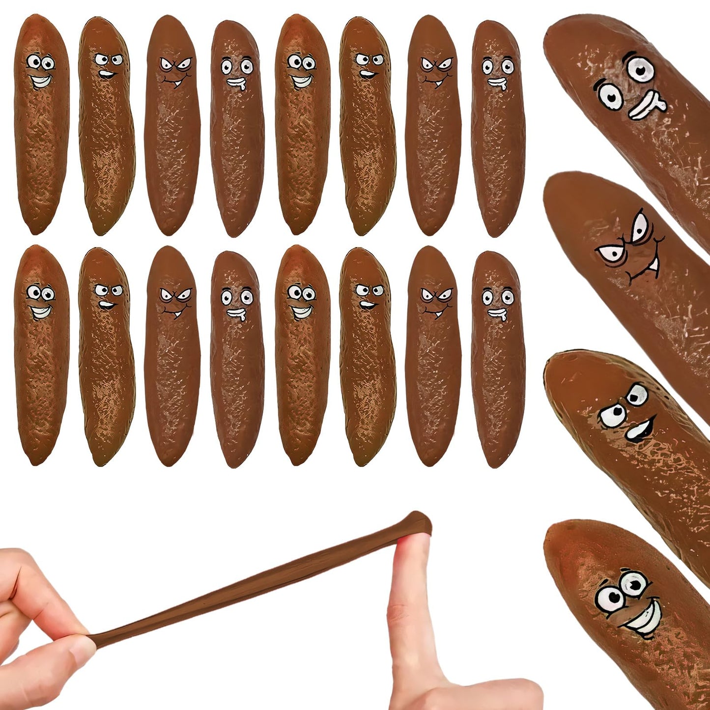 BUVUDI 16Pcs Poop Slingshot Set – Funny Fake Poop Toys for Parties