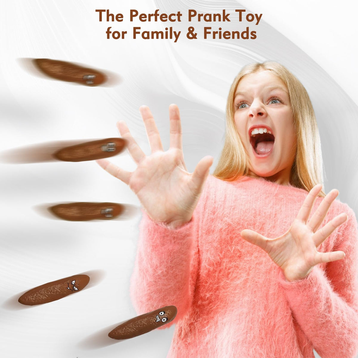 BUVUDI 16Pcs Poop Slingshot Set – Funny Fake Poop Toys for Parties