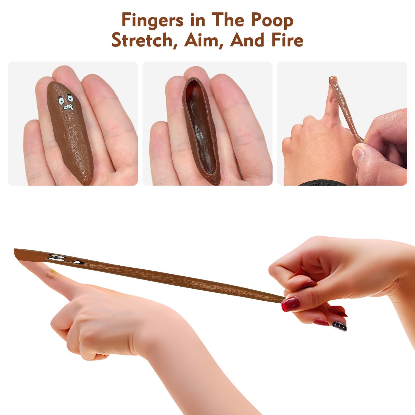 BUVUDI 16Pcs Poop Slingshot Set – Funny Fake Poop Toys for Parties