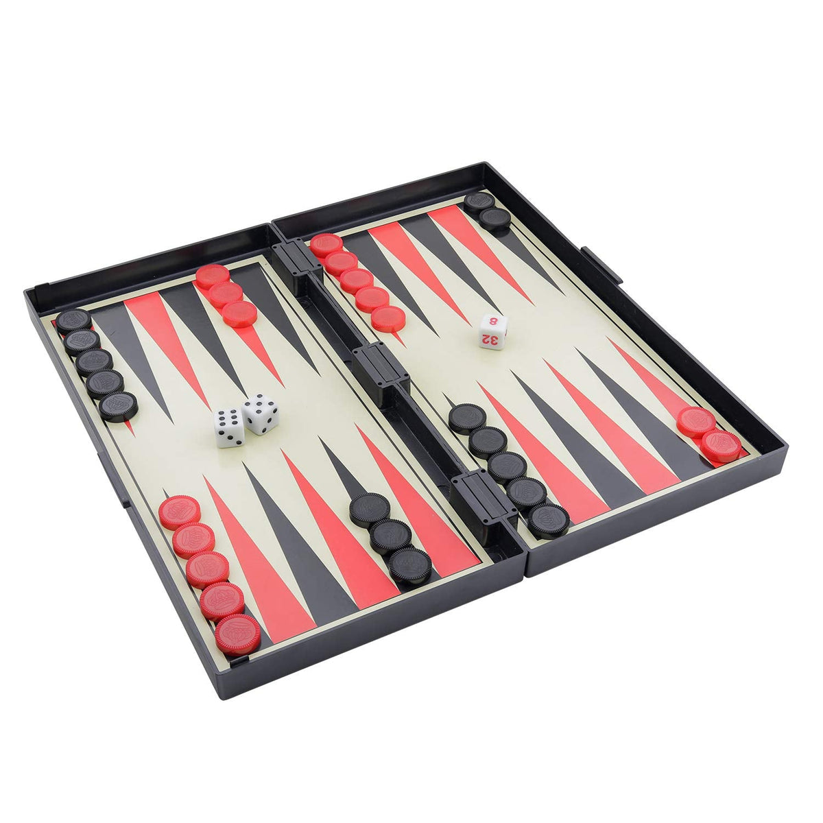 BUYESS 5-in-1 Magnetic Travel Board Game Set – Chess, Checkers, Dominoes, Backgammon & Cards