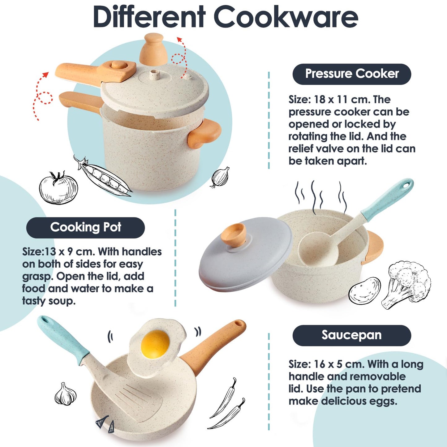 BUYGER Kids Play Kitchen Set – Realistic Pots, Pans & Utensils (3-5+)