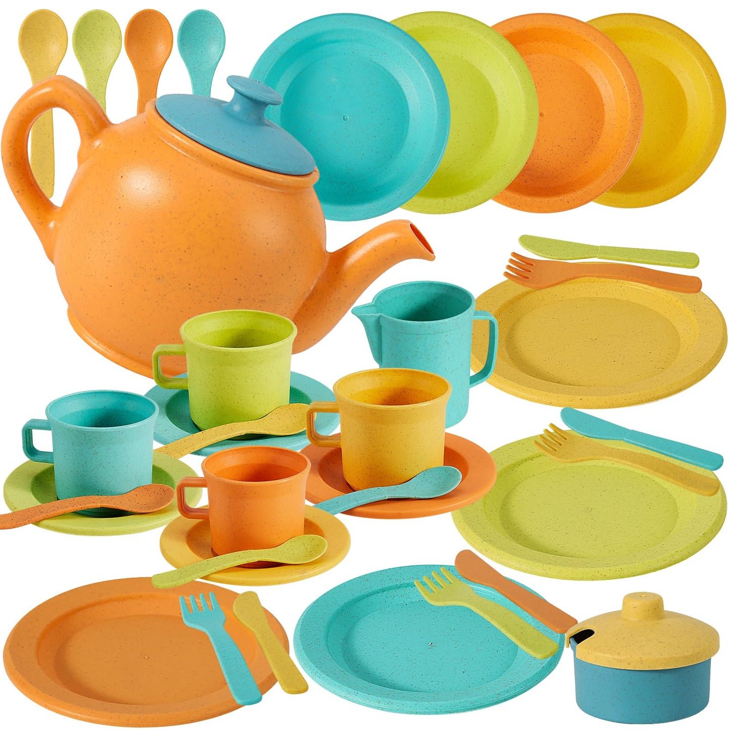 Buyger Kids Kitchen Accessories and Tea Set for Toddlers (Ages 3-5) – Pretend Play Dinnerware & Utensils